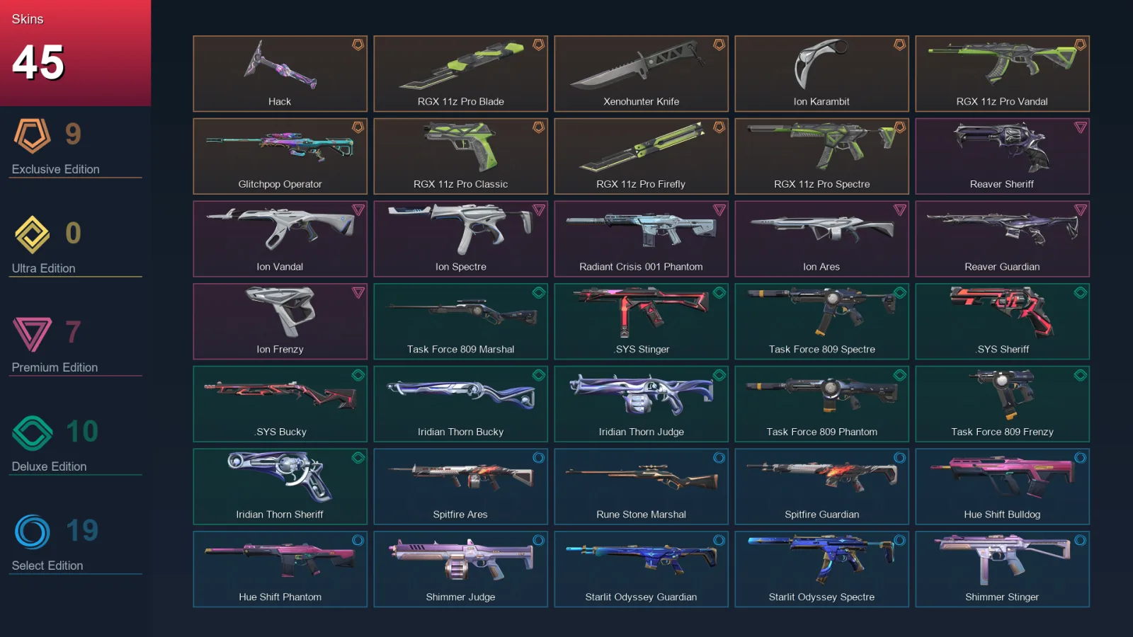 AP | Lv81 | Unranked | 45 Skin | 27 Agent | 58 Buddy