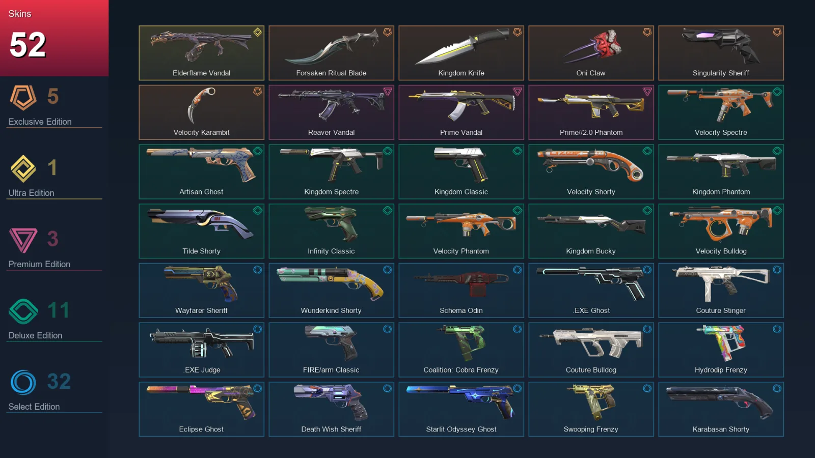 EU | Lv230 | Unranked | 52 Skin | 24 Agent | 106 Buddy