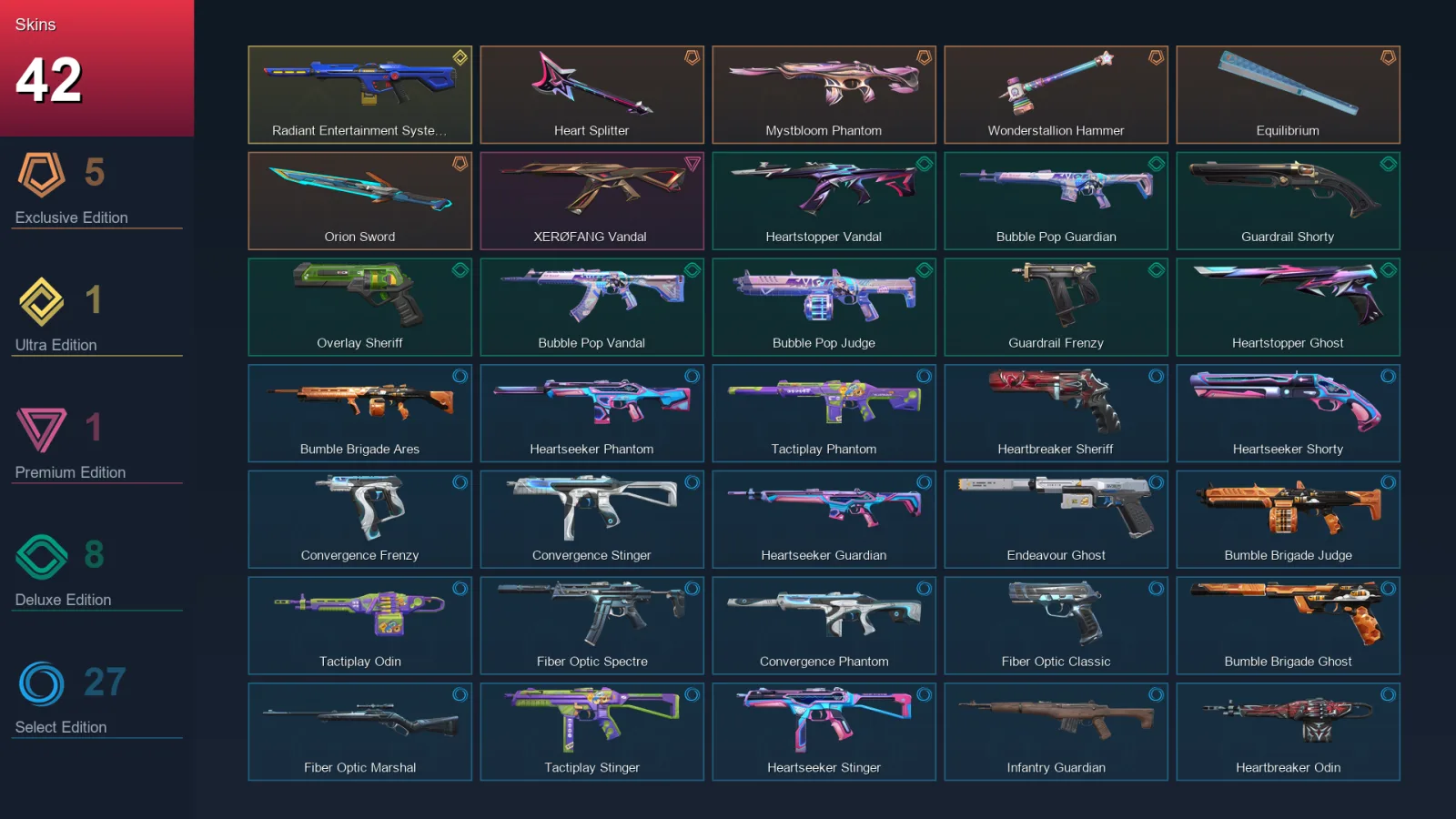 AP | Lv93 | Unranked | 42 Skin | 26 Agent | 42 Buddy — Valorant account