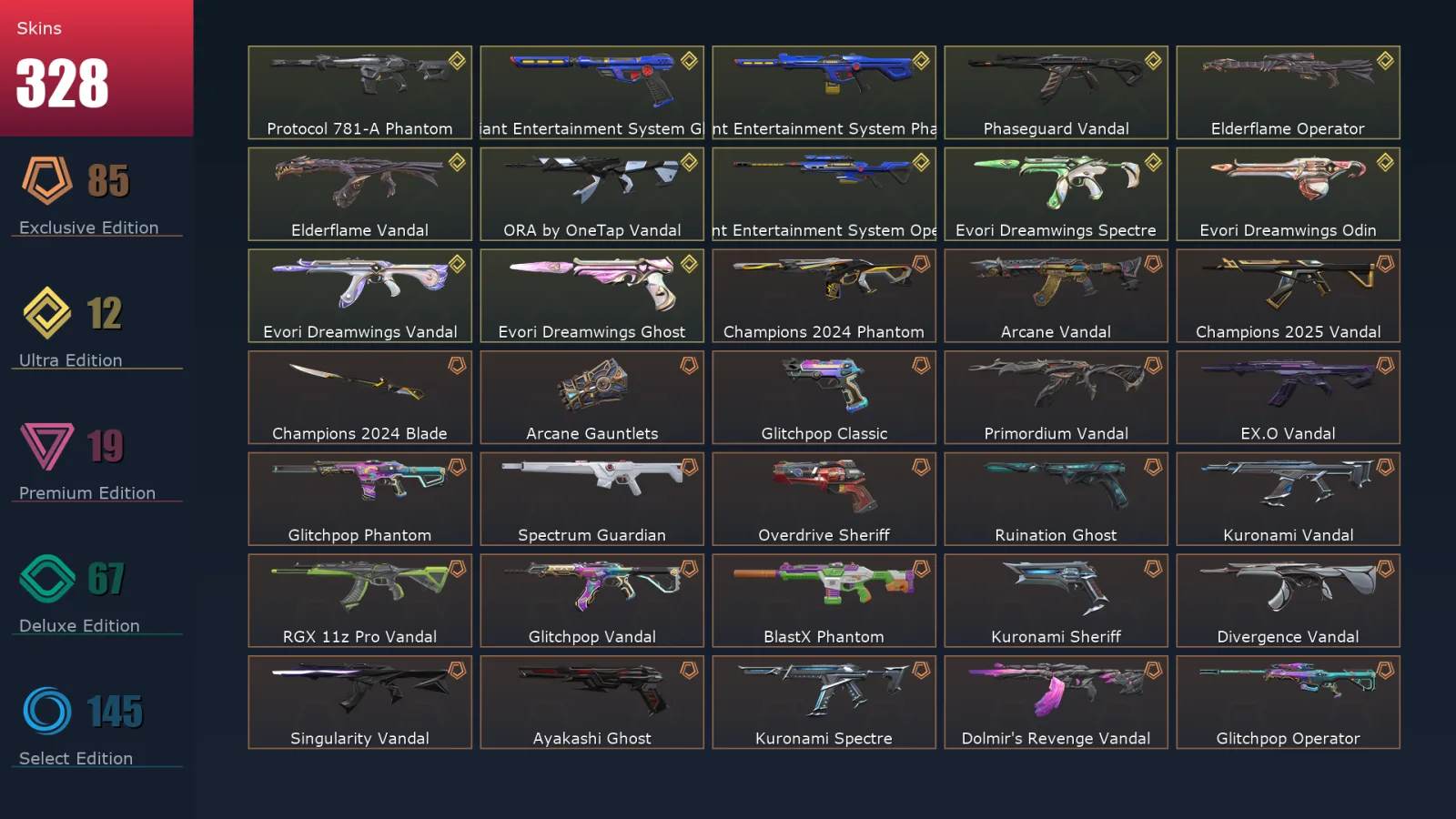 [Valorant] | EU | Level 354 | Silver 3 | 29 Agents | 328 Skins