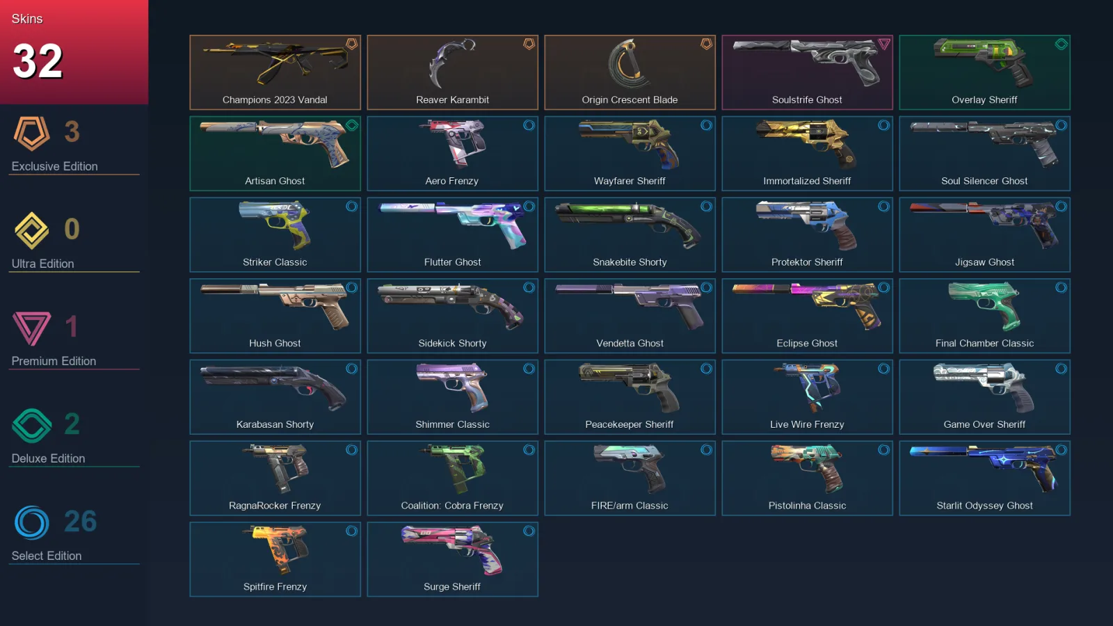 AP | Lv384 | Unranked | 32 Skin | 28 Agent | 122 Buddy — Valorant account