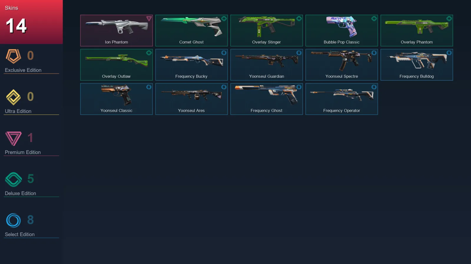 EU | Lv80 | Unranked | 14 Skin | 17 Agent | 38 Buddy