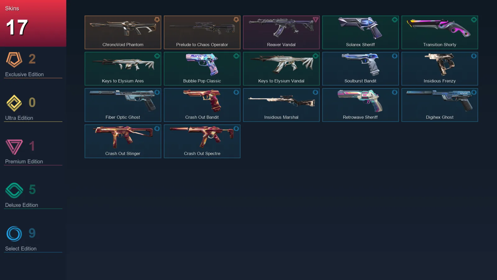 AP | Lv185 | Unranked | 17 Skin | 29 Agent | 67 Buddy