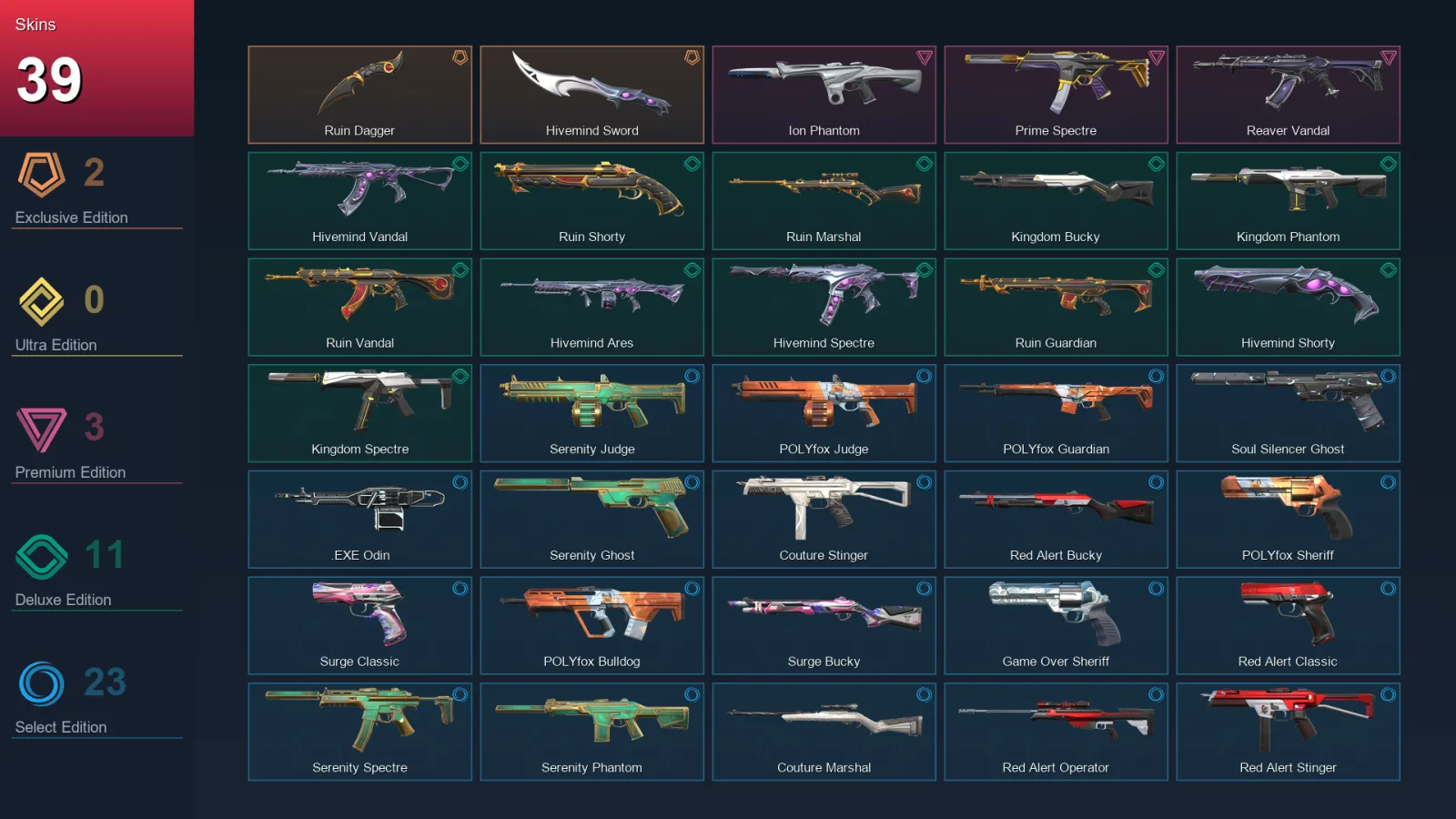 EU | Lv56 | Unranked | 39 Skin | 14 Agent | 47 Buddy