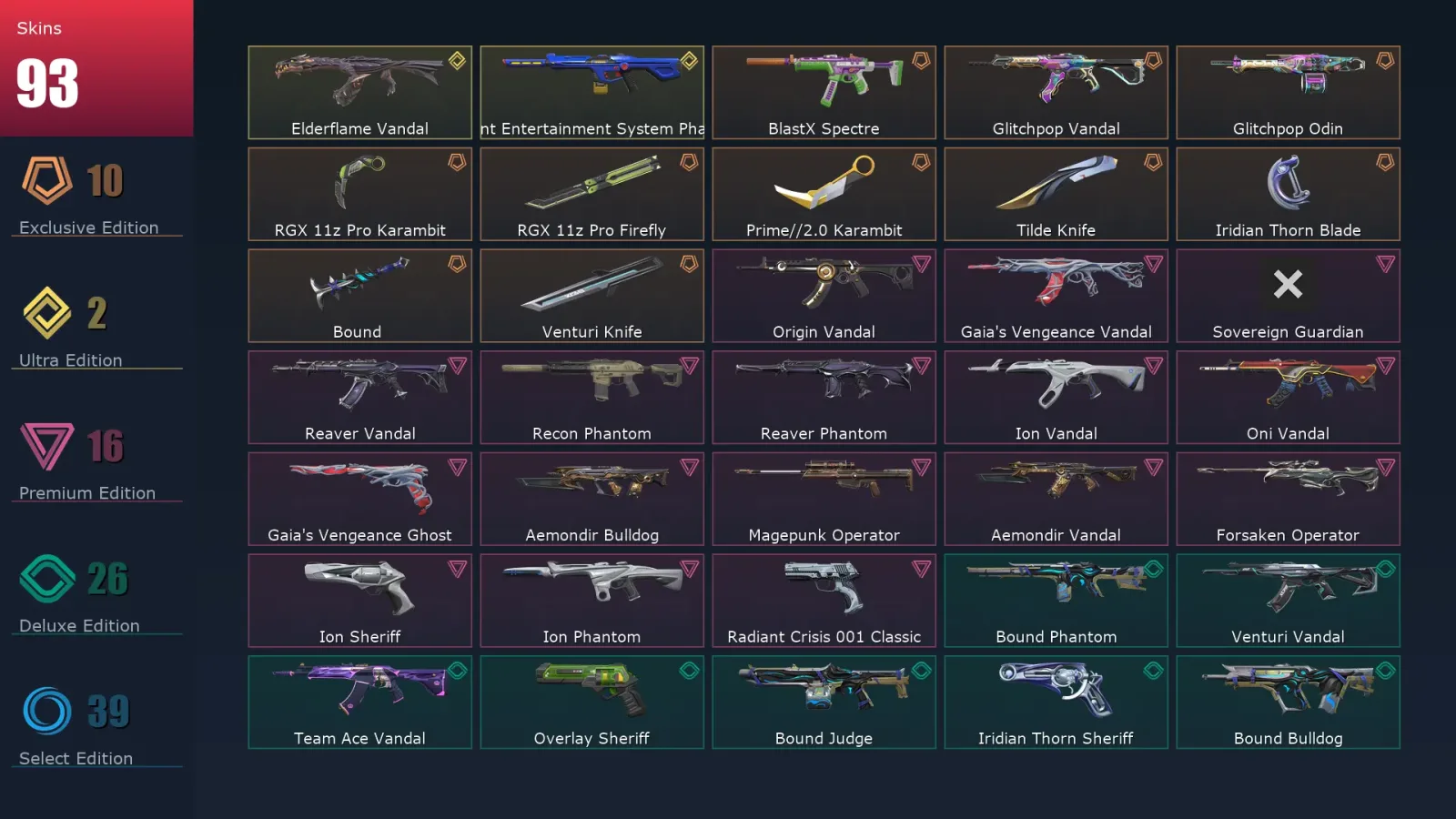 [Valorant] | EU | Level 436 | 29 Agents | 93 Skins