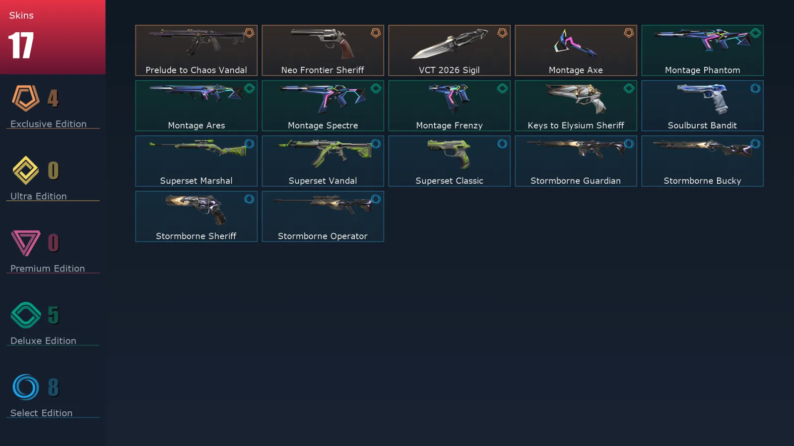 [Valorant] | EU | Level 58 | Gold 2 | 11 Agents | 17 Skins