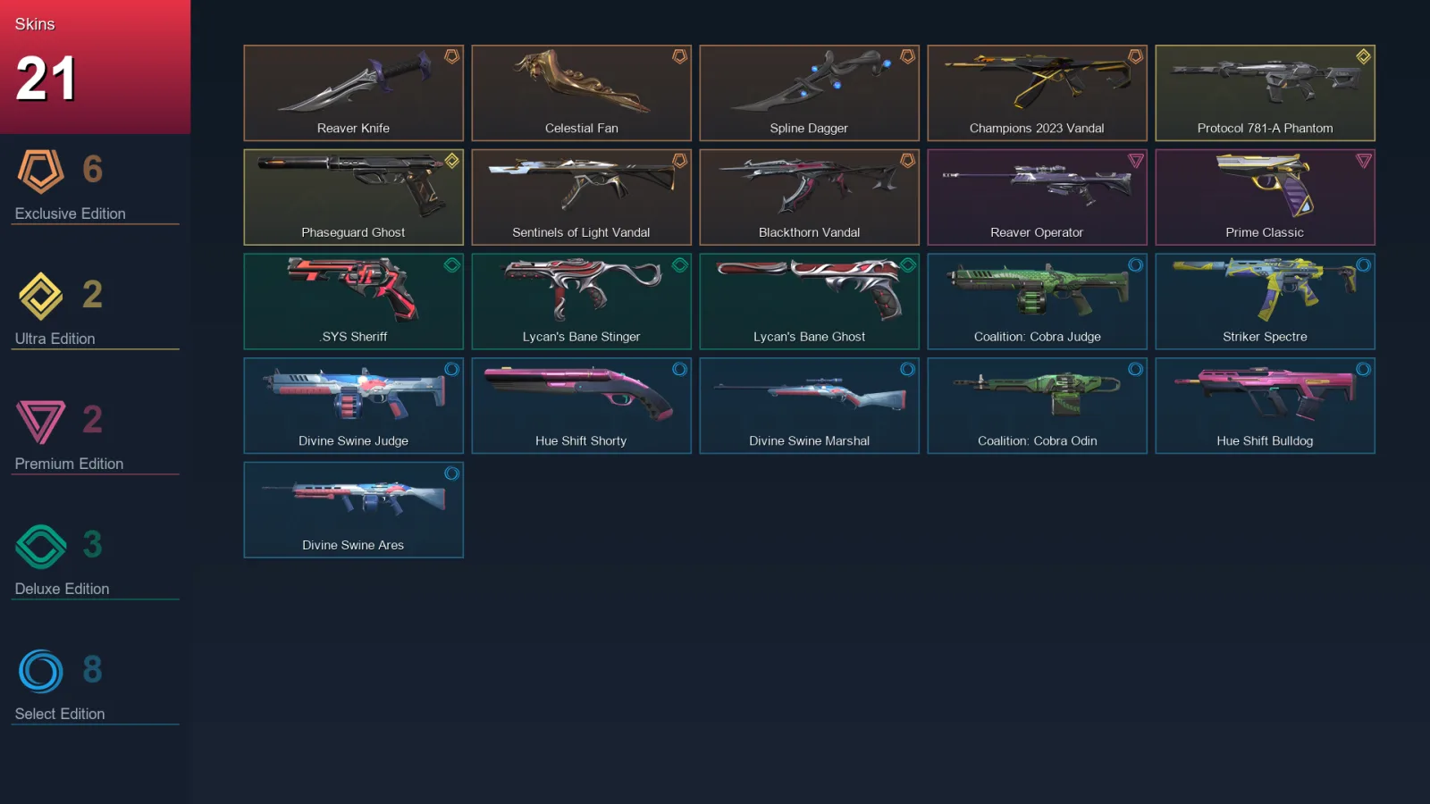 EU | Lv59 | Unranked | 21 Skin | 19 Agent | 35 Buddy