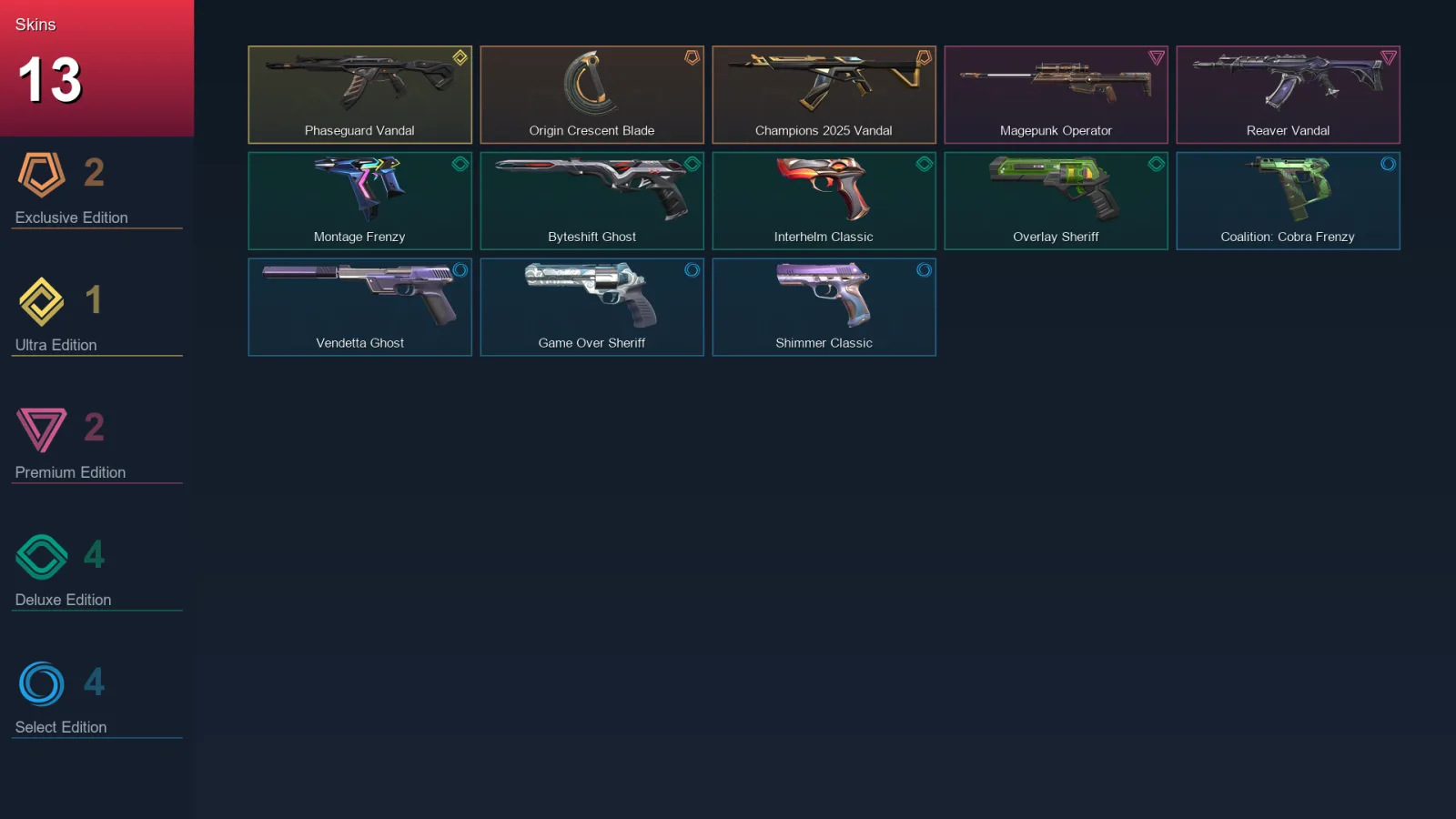 EU | Lv182 | Unranked | 13 Skin | 28 Agent | 74 Buddy — Unranked / Smurf Valorant