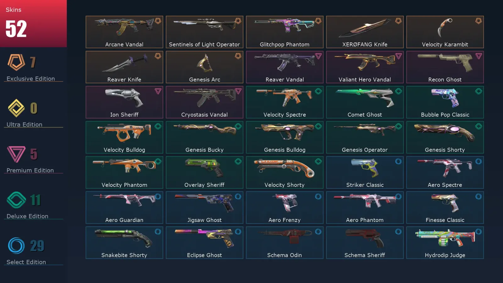 [Valorant] | EU | Level 262 | Gold 3 | 29 Agents | 52 Skins — Valorant account