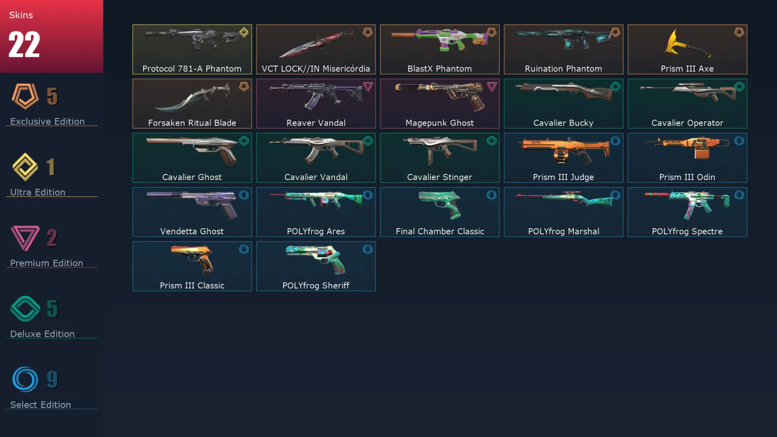 [Valorant] | EU | Level 80 | 21 Agents | 22 Skins