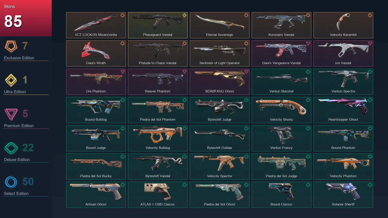 AP | VCT LOCK//IN Misericórdia | Eternal Sovereign | Kuronami Vandal | Velocity Karambit | 85 Skin | 28 Agent | 119 Buddy | Lv250