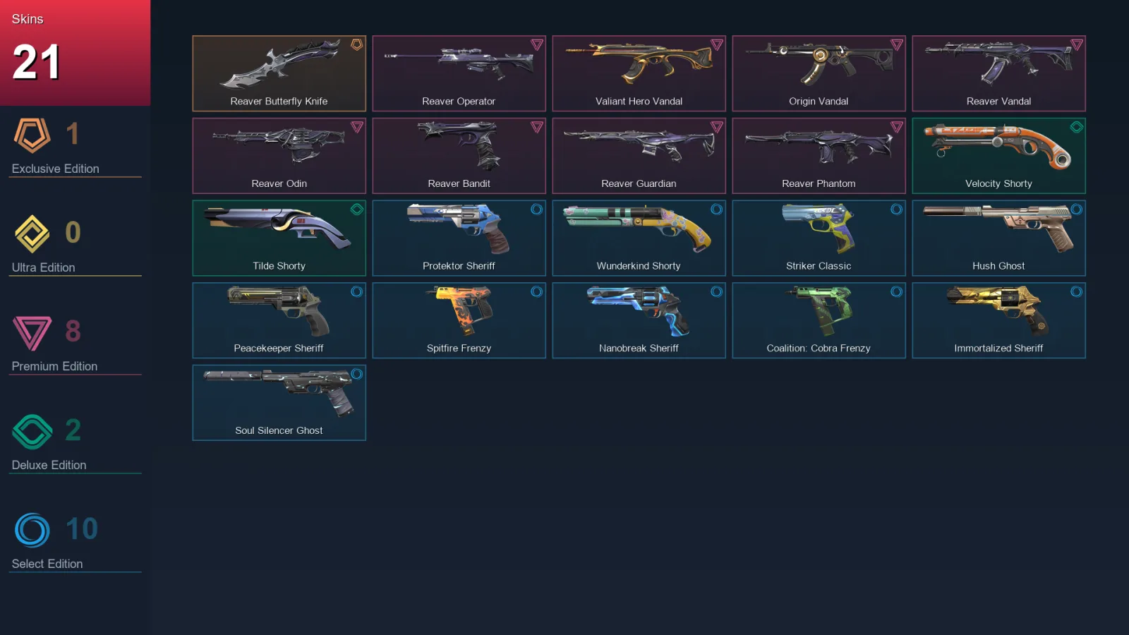NA | Lv173 | Unranked | 21 Skin | 28 Agent | 66 Buddy
