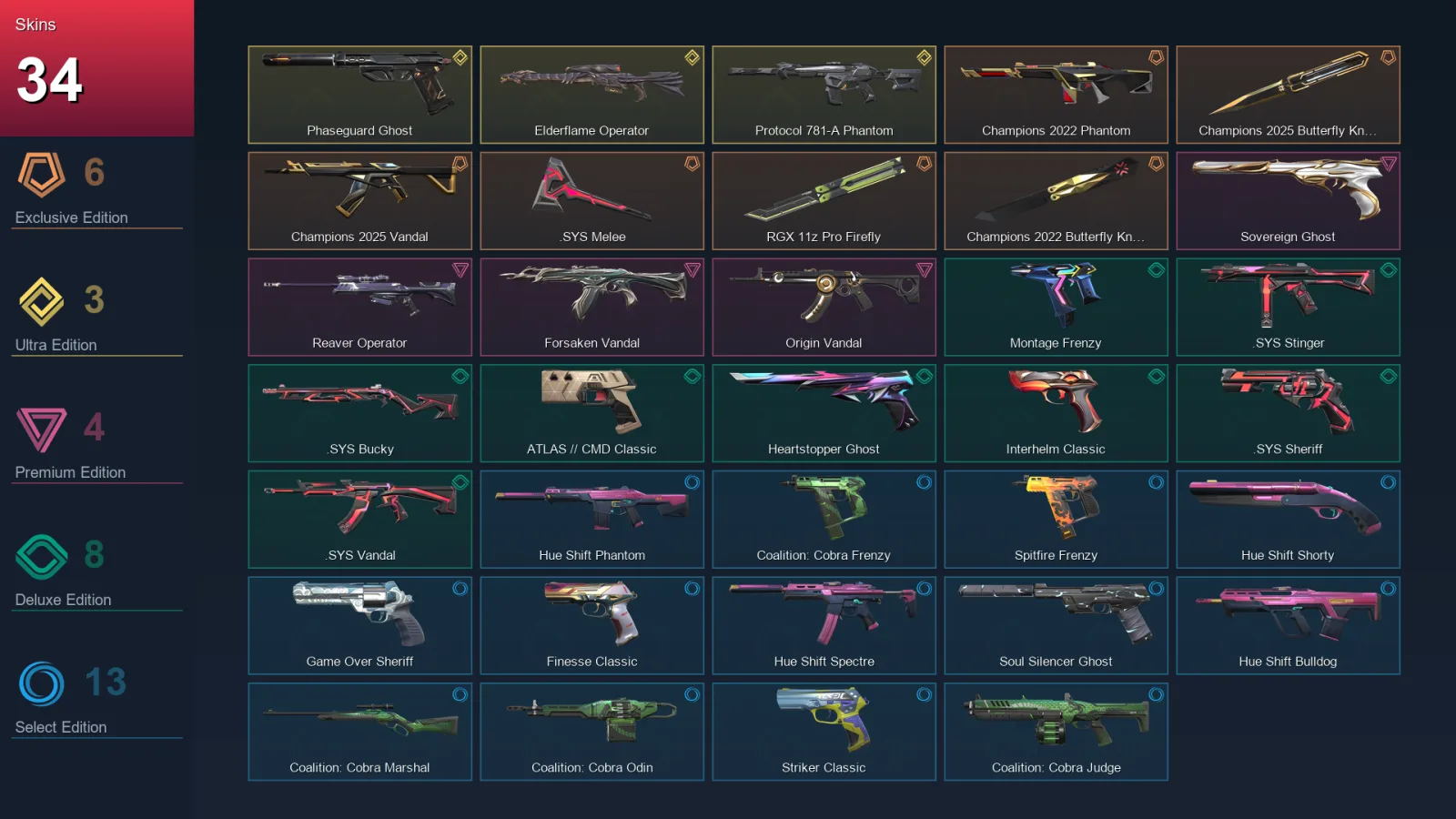 EU | Lv178 | Unranked | 34 Skin | 28 Agent | 69 Buddy — Valorant account