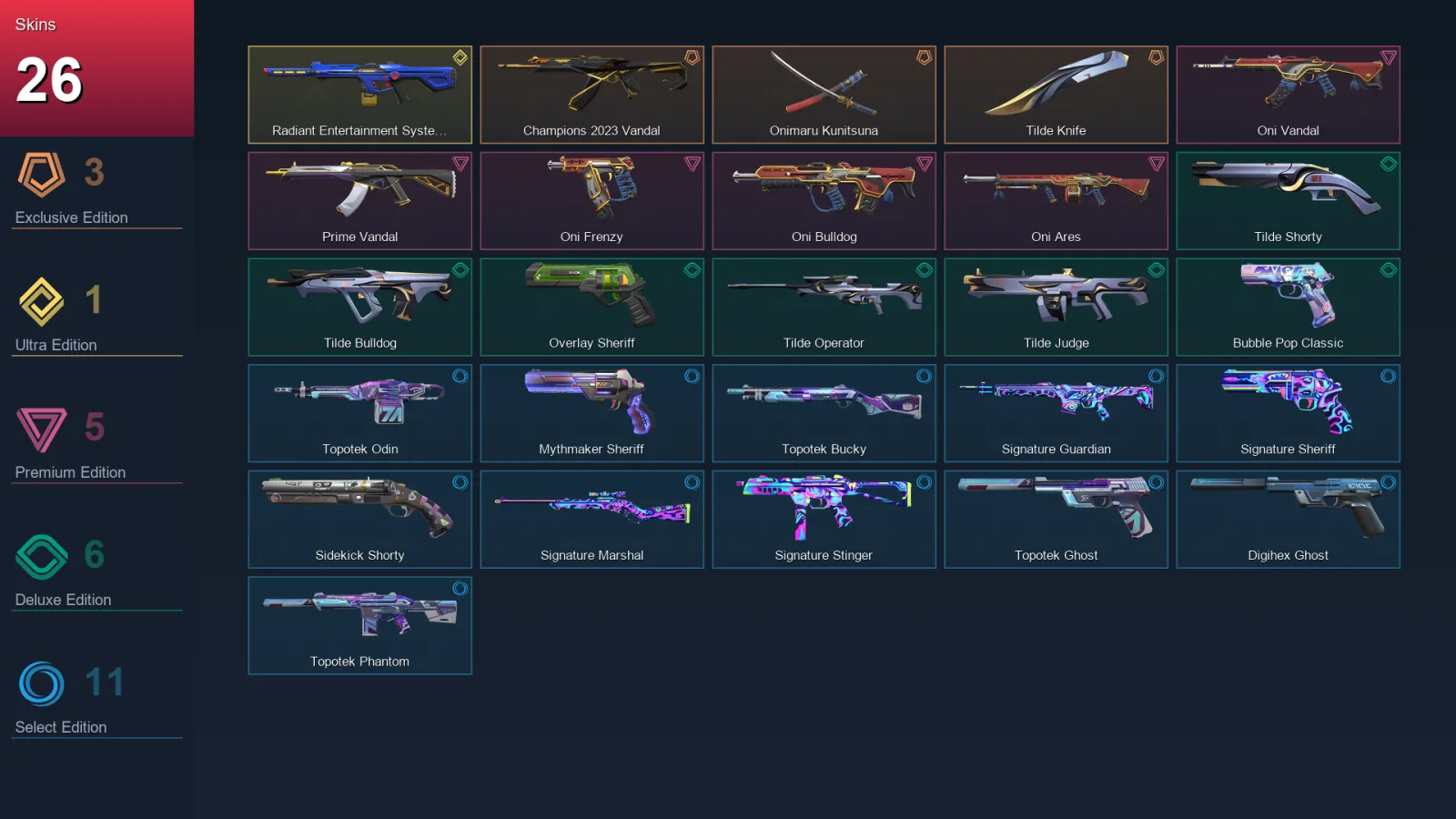 AP | Lv134 | Unranked | 26 Skin | 25 Agent | 53 Buddy