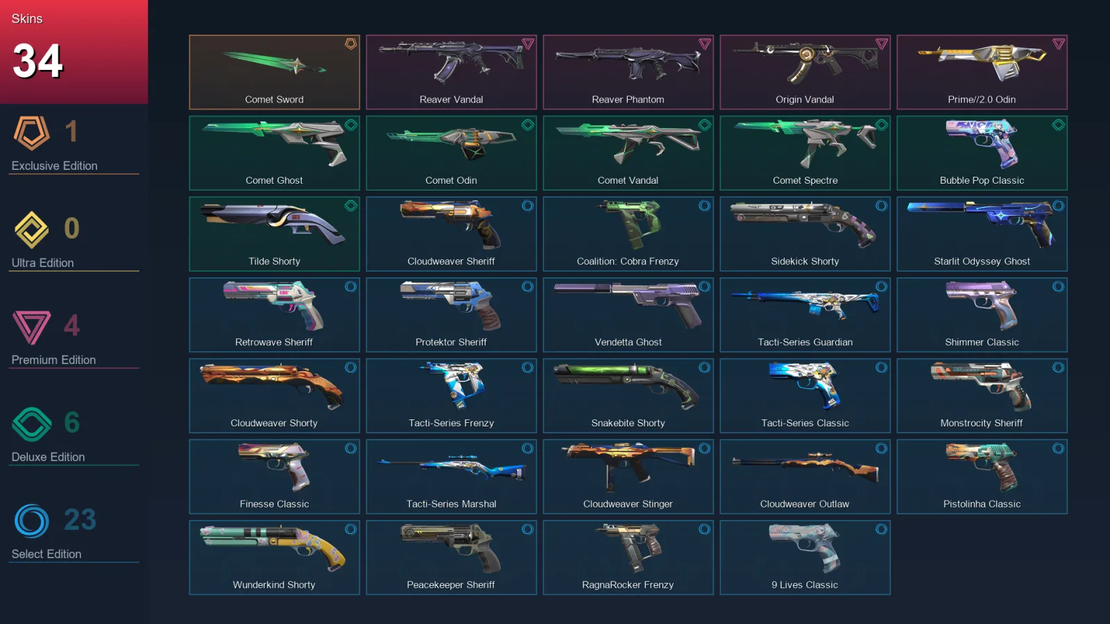 AP | Lv274 | Unranked | 34 Skin | 27 Agent | 109 Buddy — Valorant account