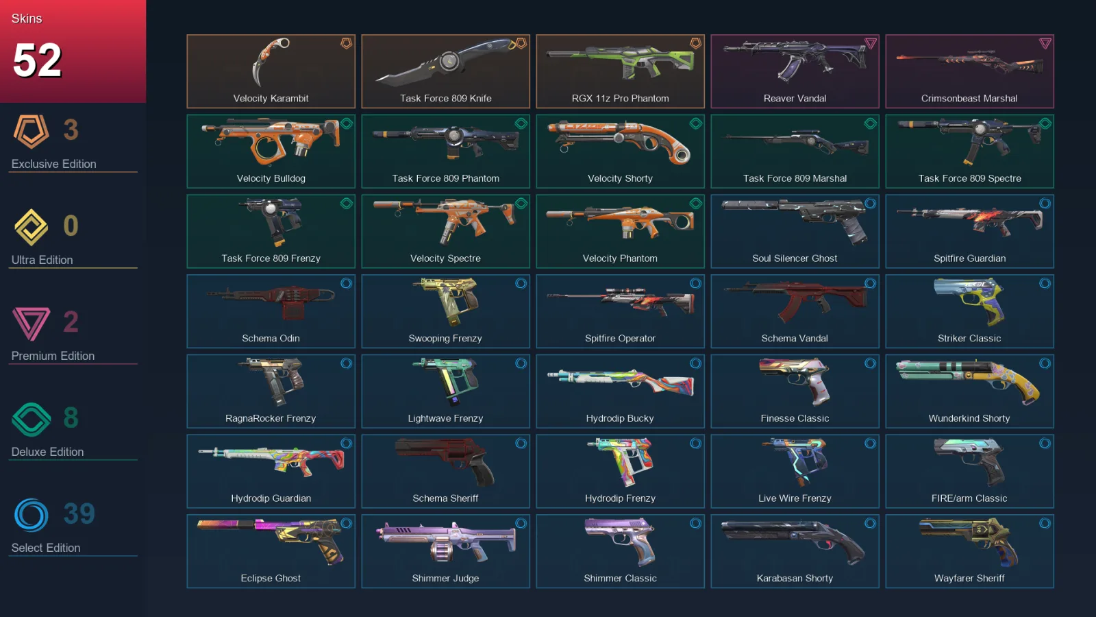EU | Lv268 | Unranked | 52 Skin | 20 Agent | 94 Buddy