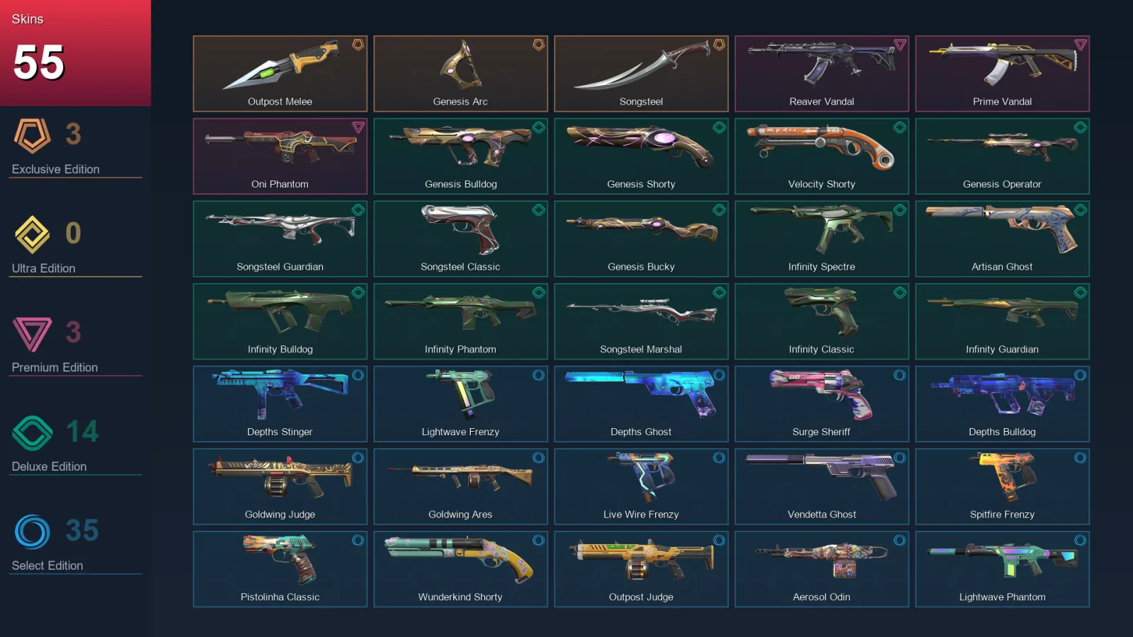 AP | Lv187 | Unranked | 55 Skin | 21 Agent | 81 Buddy — Valorant account