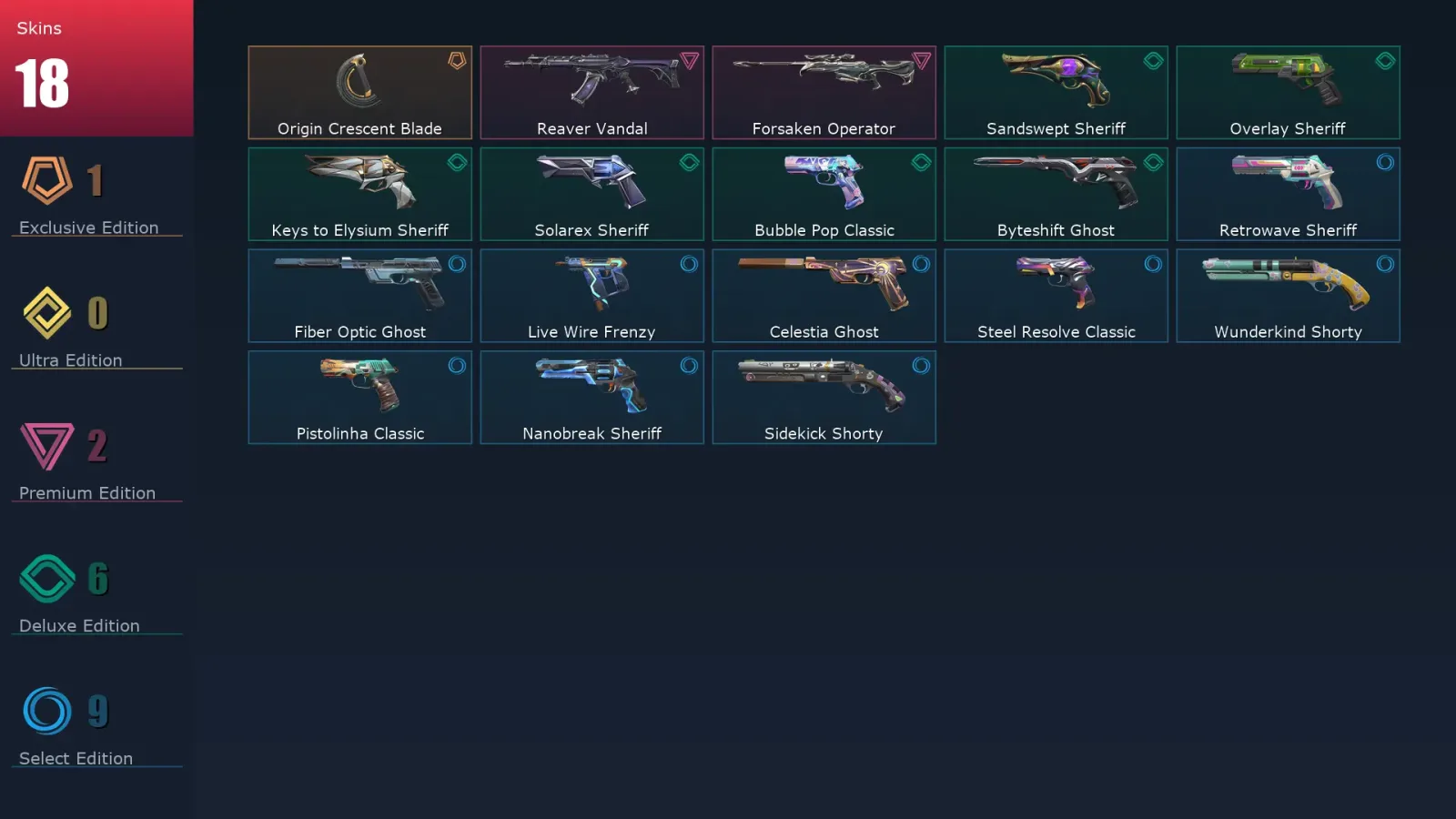 [Valorant] | EU | Level 214 | Gold 1 | 24 Agents | 18 Skins — Valorant account