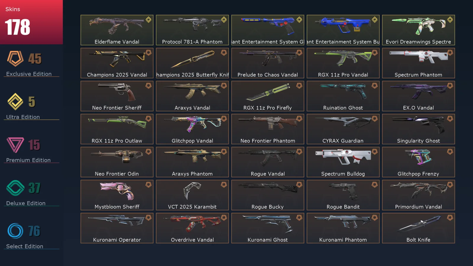 [Valorant] | EU | Level 364 | 29 Agents | 178 Skins