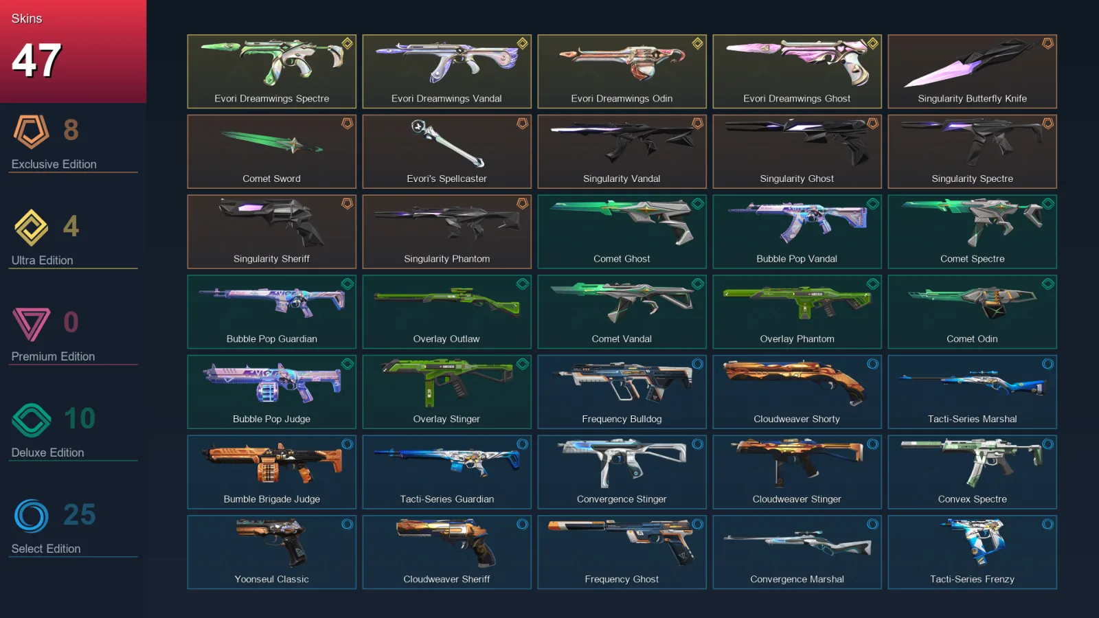 EU | Lv49 | Unranked | 47 Skin | 29 Agent | 40 Buddy