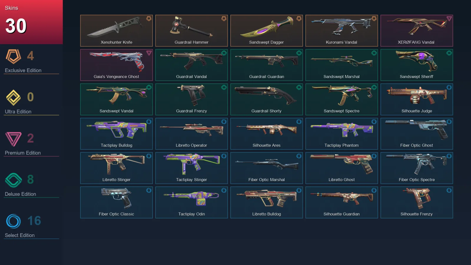 NA | Lv84 | Unranked | 30 Skin | 23 Agent | 29 Buddy