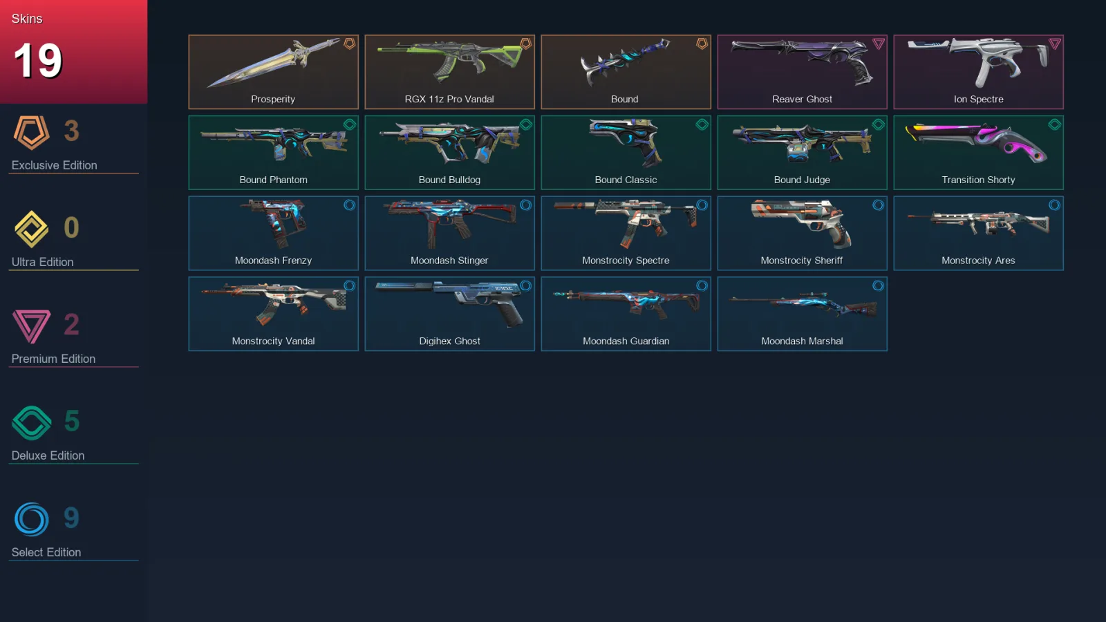 AP | Lv87 | Unranked | 19 Skin | 23 Agent | 29 Buddy