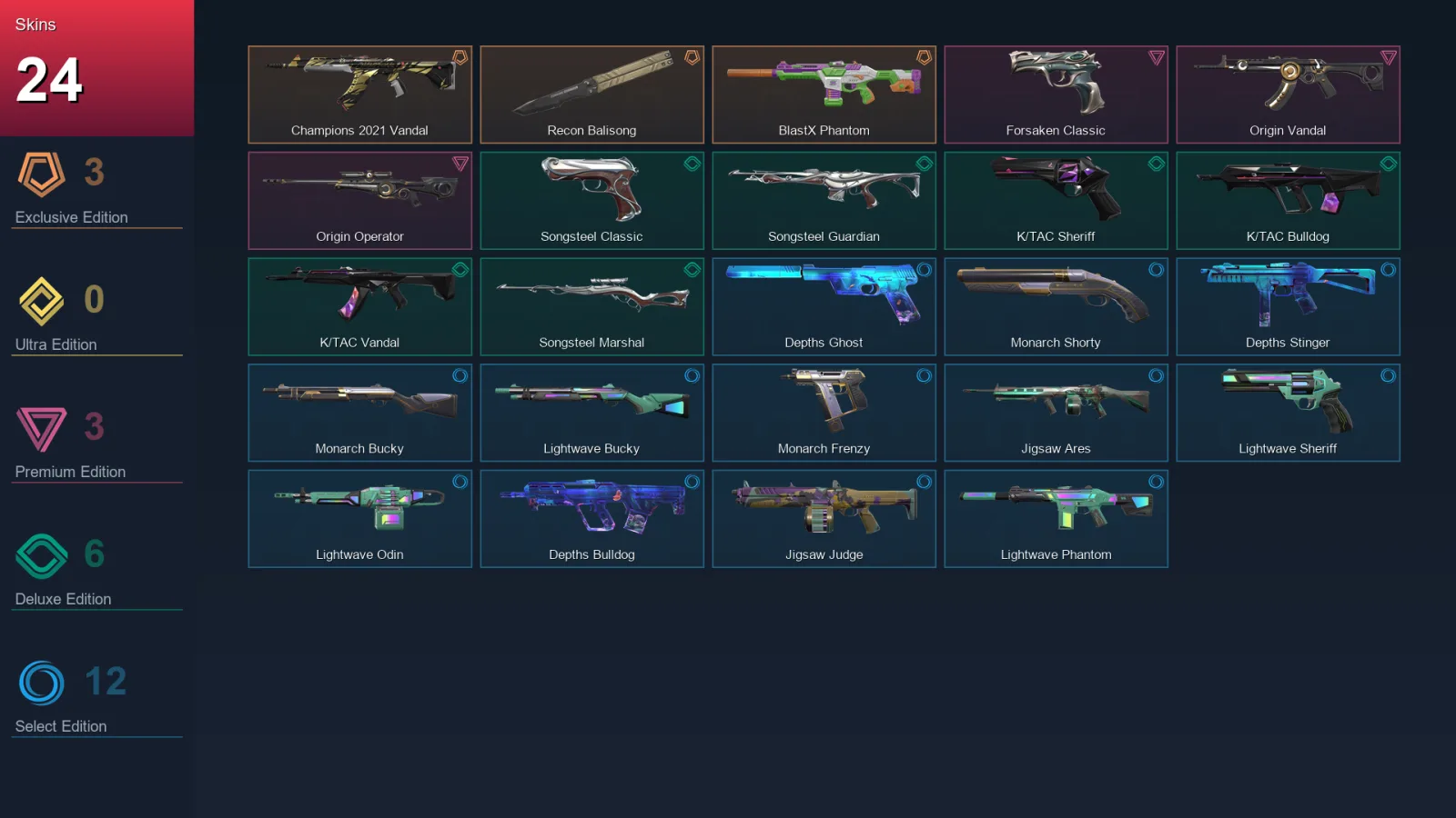 EU | Champions 2021 Vandal | Recon Balisong | BlastX Phantom | Forsaken Classic | 24 Skin | 17 Agent | 25 Buddy | Lv34