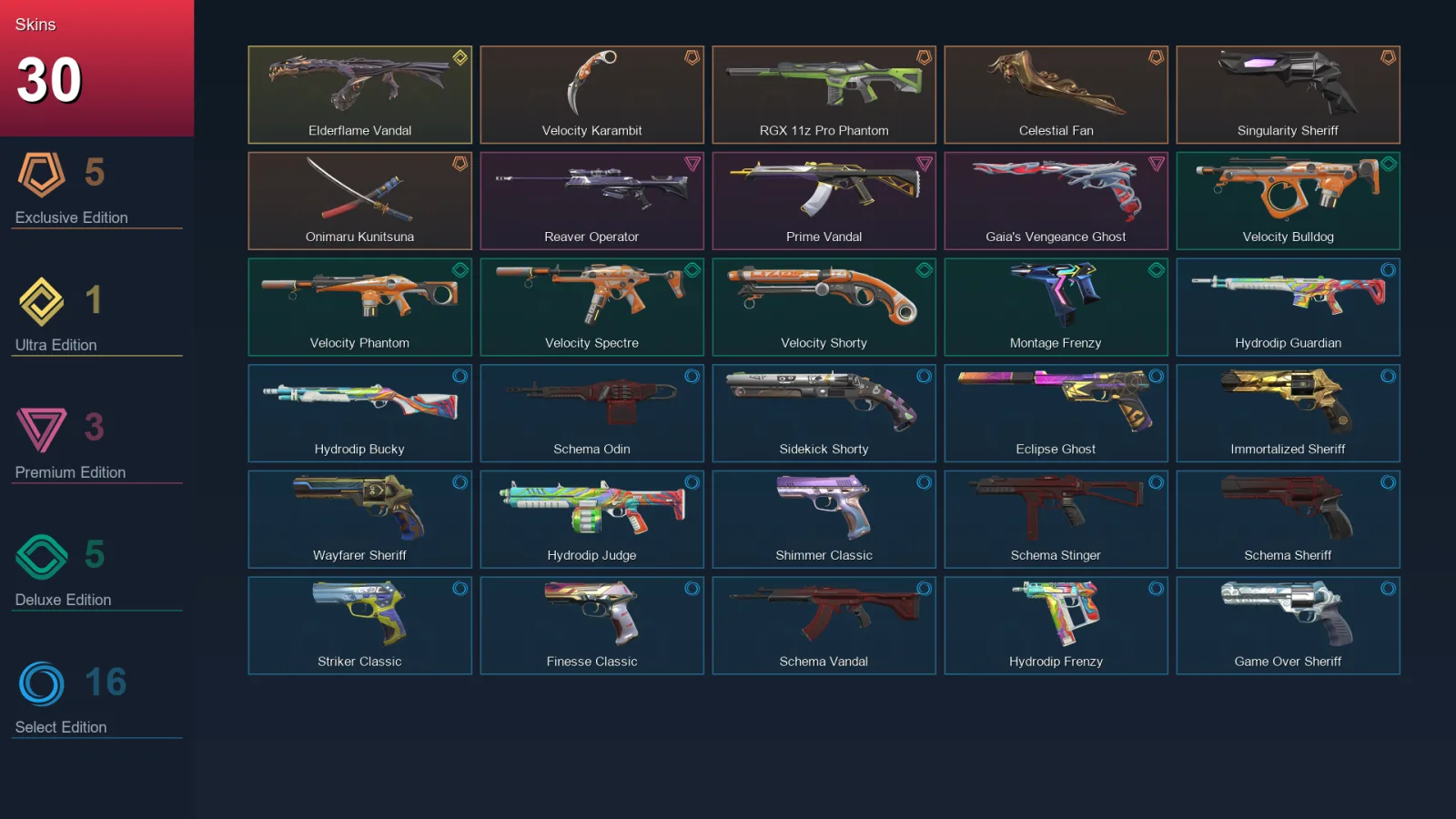 EU | Lv152 | Unranked | 30 Skin | 28 Agent | 71 Buddy