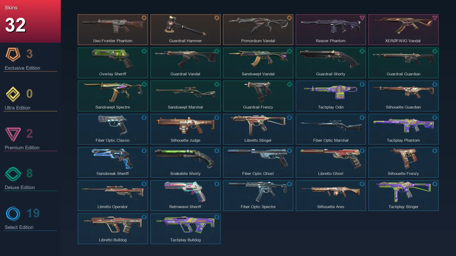 EU | Lv130 | Unranked | 32 Skin | 27 Agent | 48 Buddy