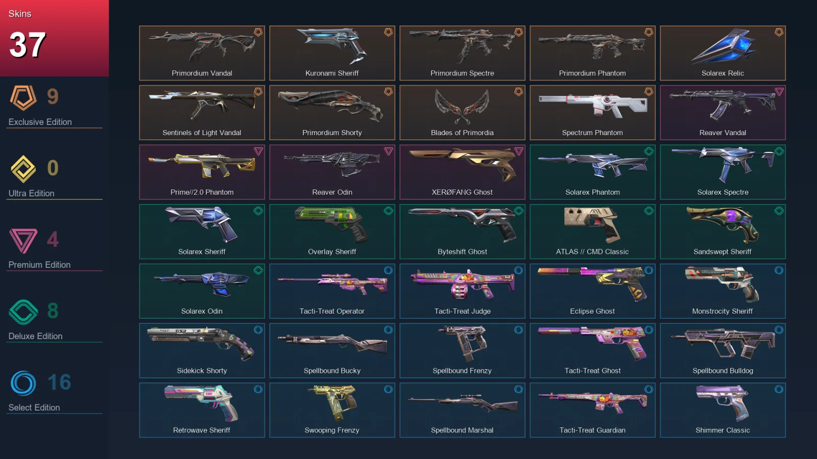 AP | Lv236 | Unranked | 37 Skin | 29 Agent | 102 Buddy