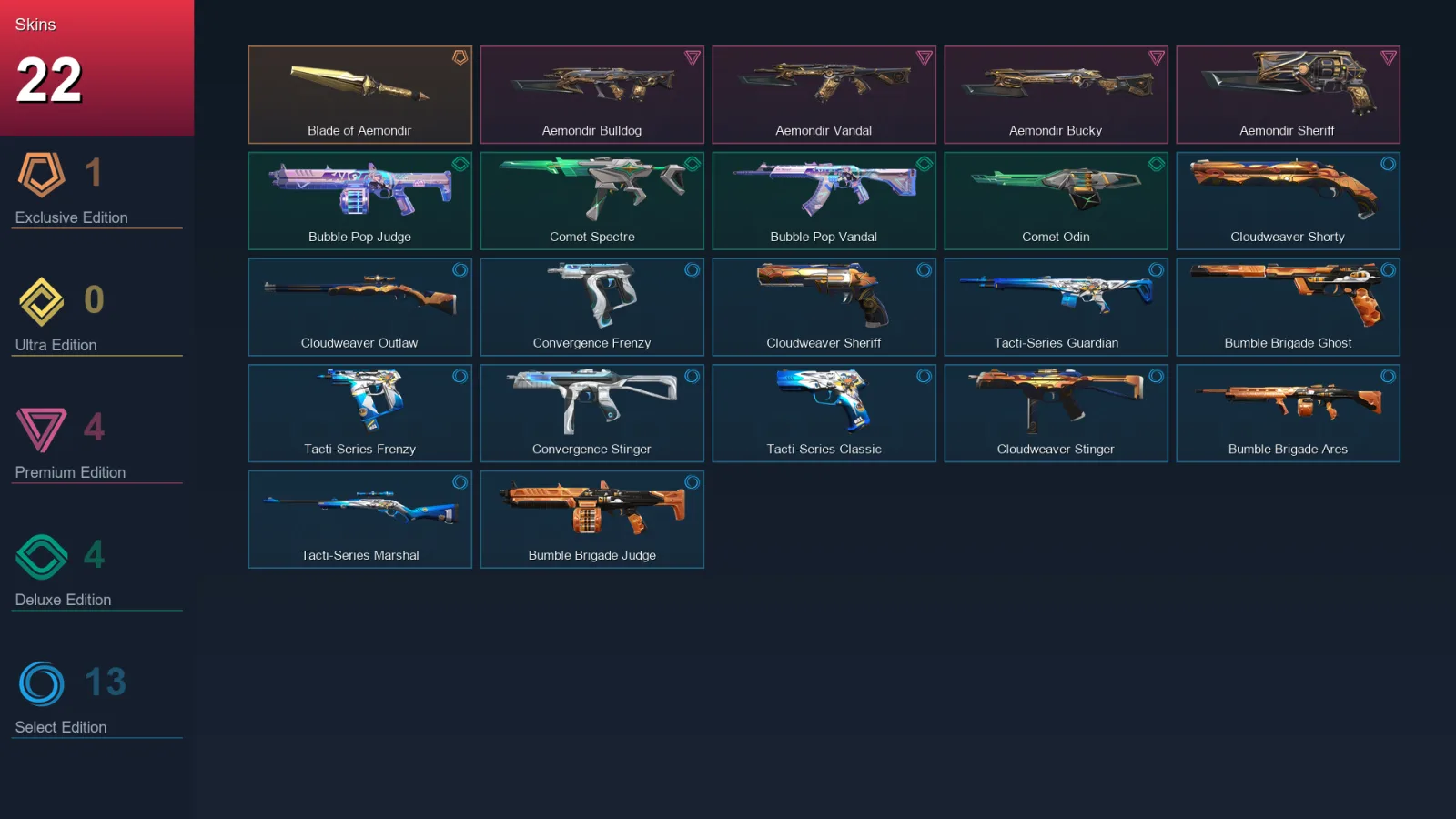 EU | Lv26 | Unranked | 22 Skin | 10 Agent | 19 Buddy