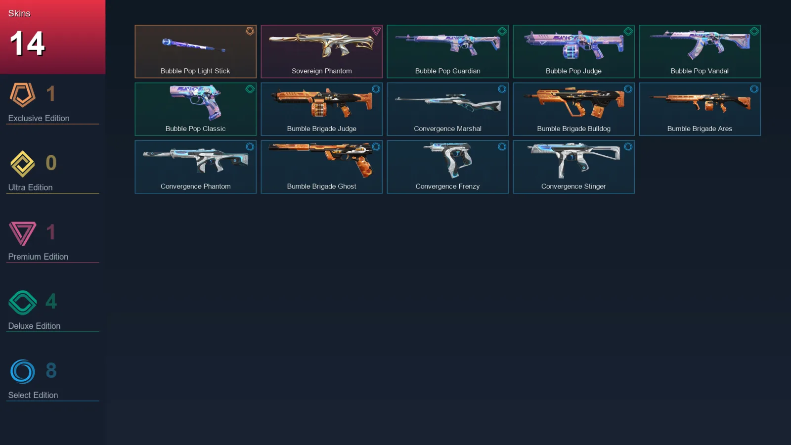 EU | Bubble Pop Light Stick | Sovereign Phantom | Bubble Pop Guardian | Bubble Pop Judge | 14 Skin | 9 Agent | 14 Buddy | Lv28