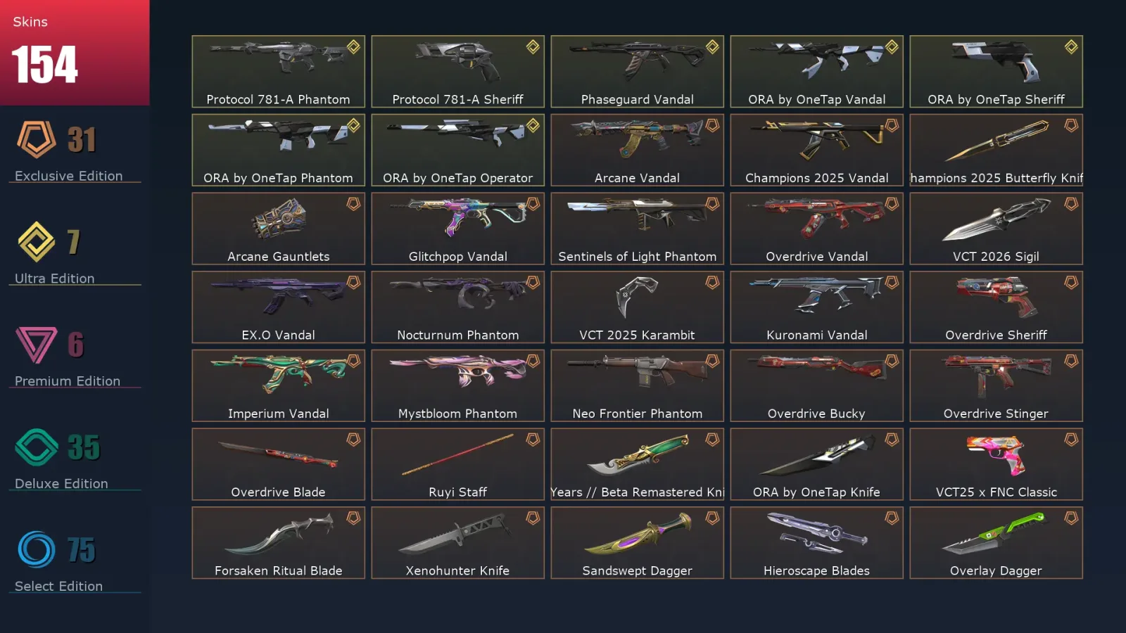 [Valorant] | EU | Level 196 | 29 Agents | 154 Skins — Valorant account