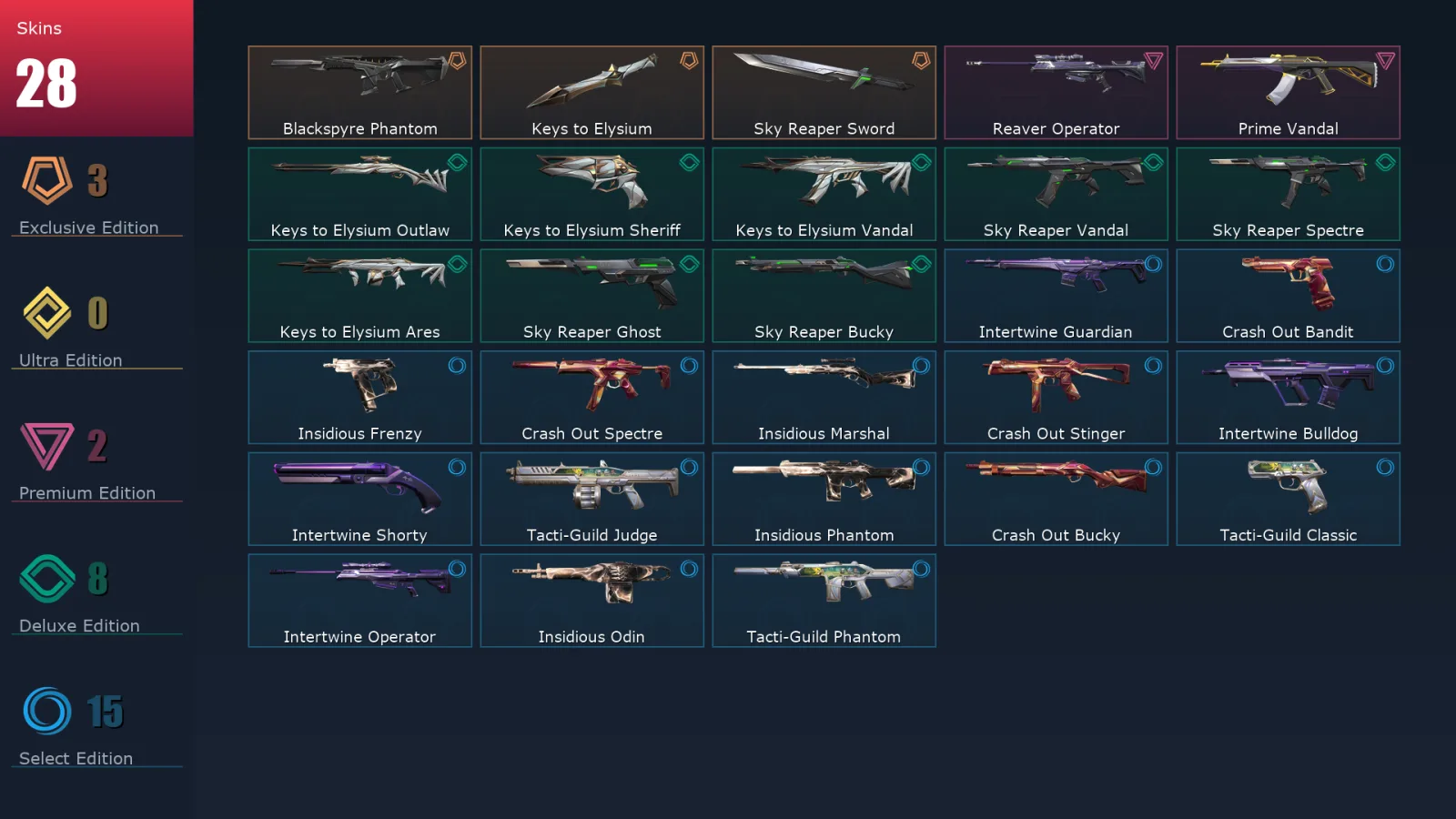 [Valorant] | EU | Level 39 | Bronze 3 | 8 Agents | 29 Skins