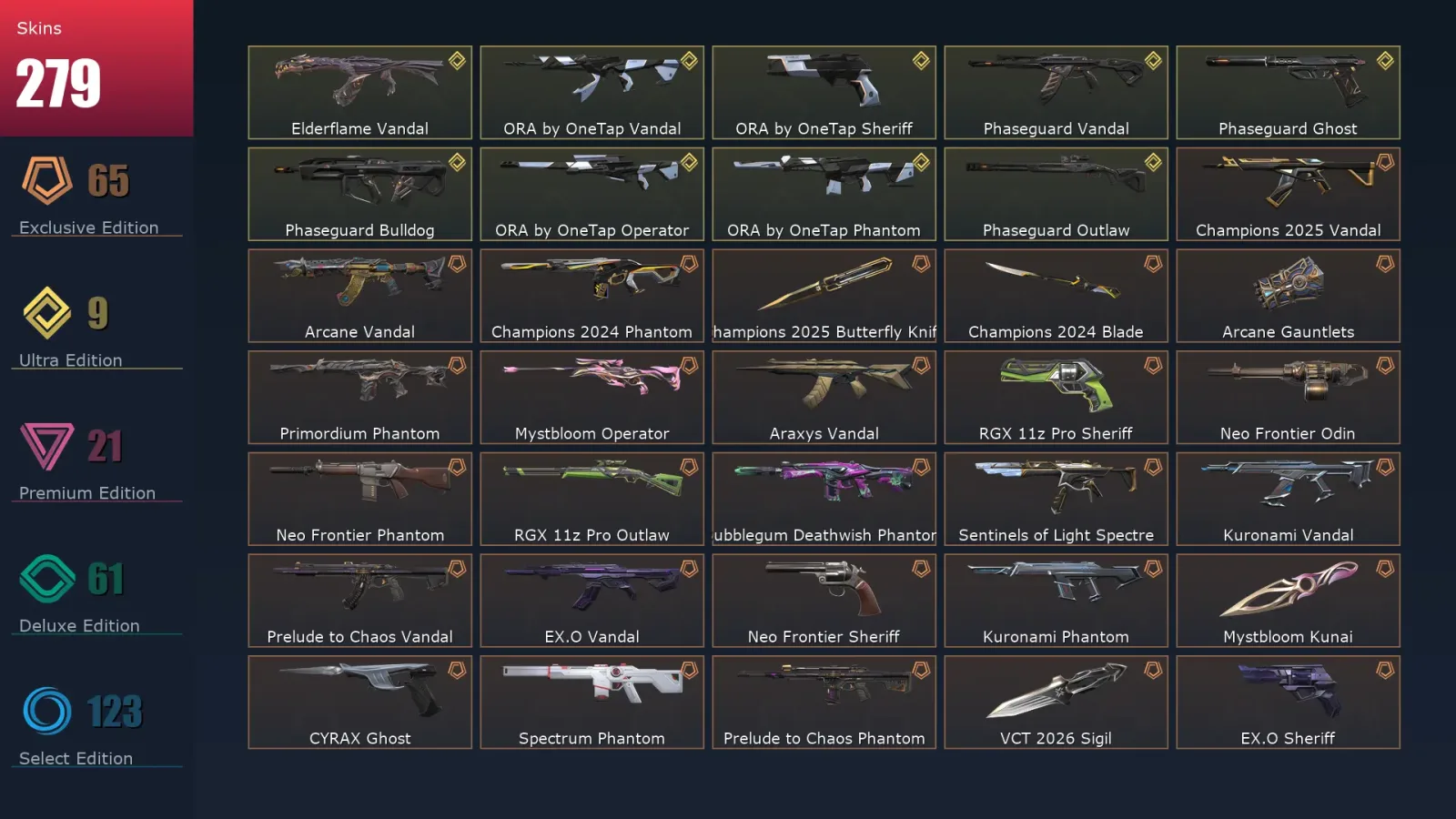 [Valorant] | EU | Level 424 | 29 Agents | 279 Skins