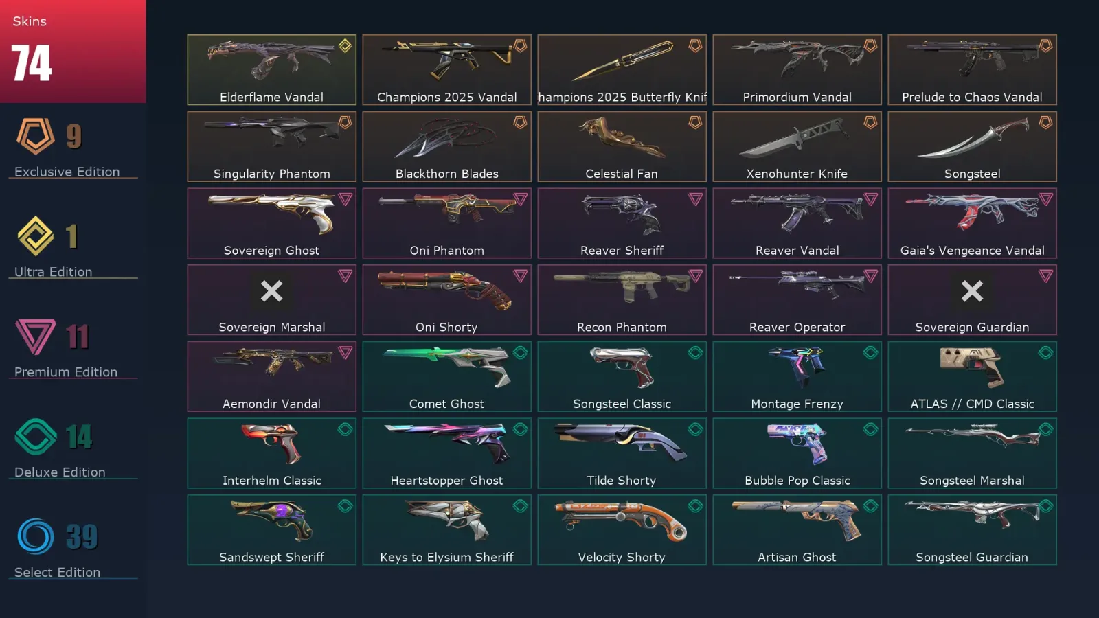 [Valorant] | EU | Level 500 | Ascendant 1 | 29 Agents | 74 Skins