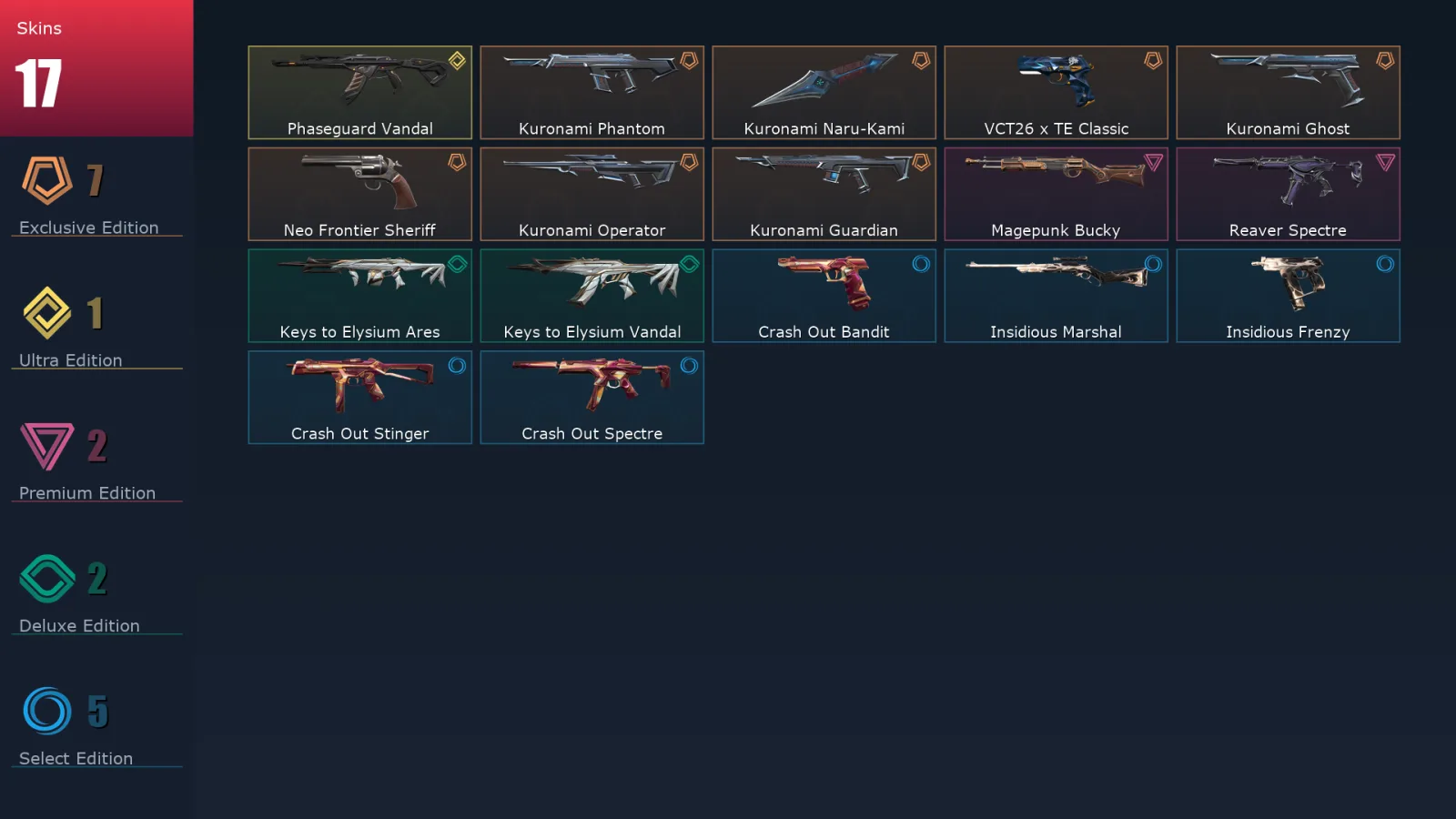 [Valorant] | EU | Level 21 | Silver 3 | 8 Agents | 17 Skins