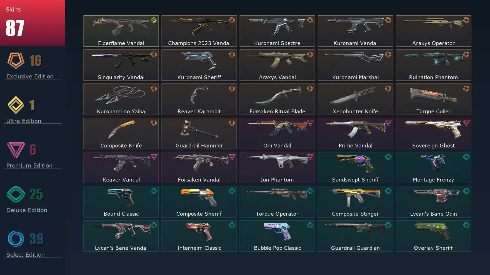 [Valorant] | EU | Level 327 | Platinum 2 | 29 Agents | 87 Skins — Valorant account