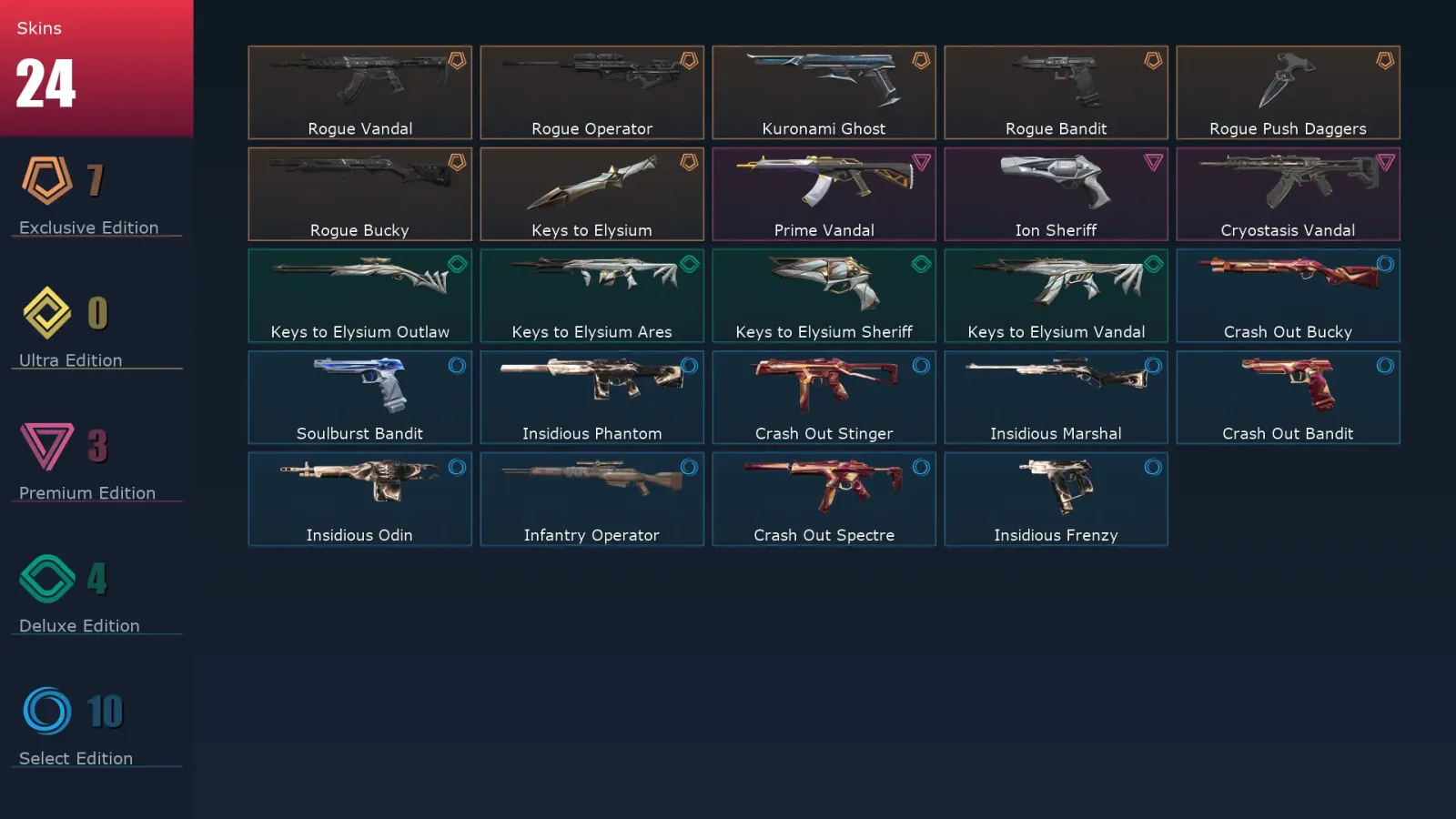 [Valorant] | EU | Level 54 | 15 Agents | 24 Skins — Valorant account