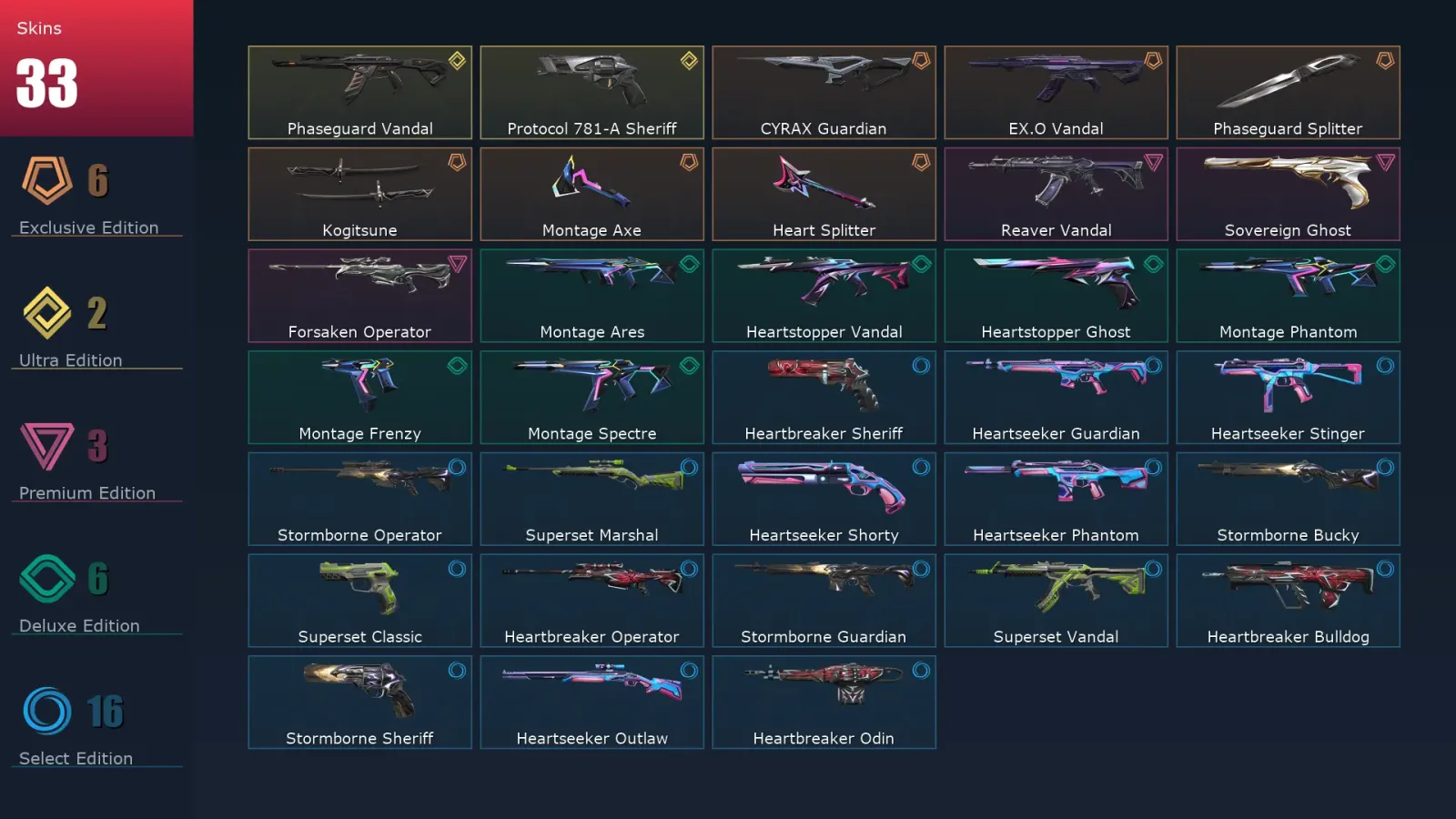 [Valorant] | EU | Level 51 | Diamond 2 | 19 Agents | 33 Skins — Valorant account