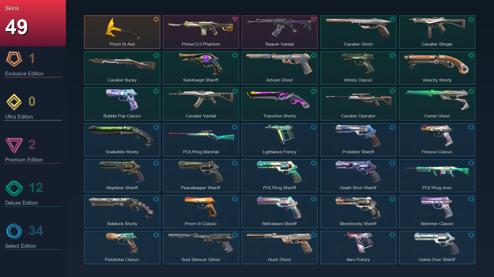 AP | Lv498 | Unranked | 49 Skin | 26 Agent | 147 Buddy
