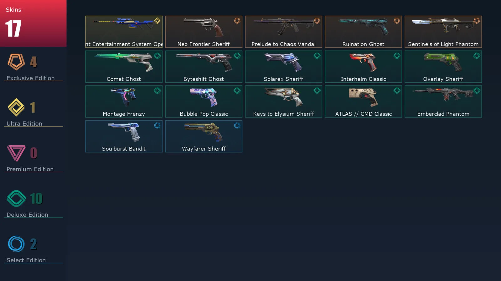 [Valorant] | EU | Level 335 | Platinum 3 | 29 Agents | 17 Skins