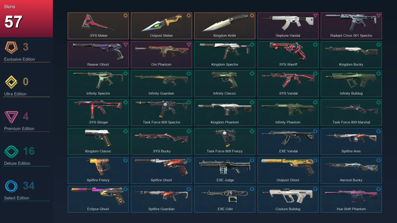 AP | Lv68 | Unranked | 57 Skin | 19 Agent | 53 Buddy