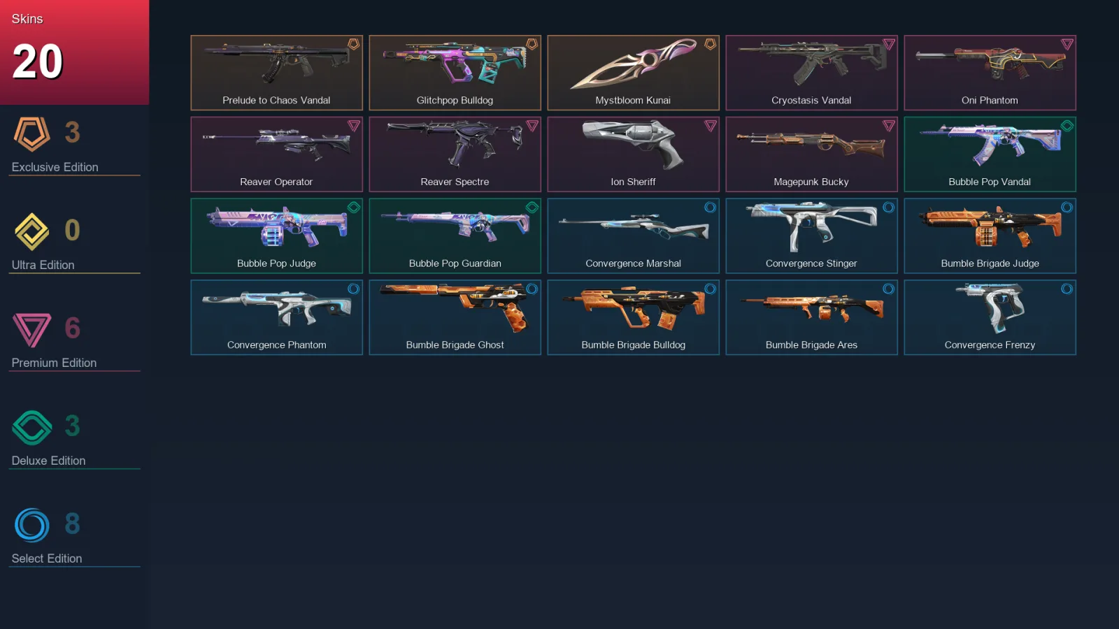 AP | Lv26 | Unranked | 20 Skin | 12 Agent | 16 Buddy