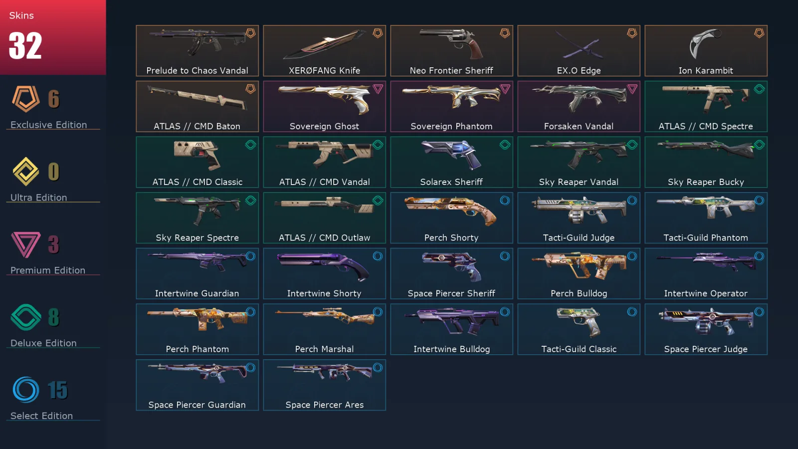 [Valorant] | EU | Level 71 | Gold 3 | 21 Agents | 32 Skins