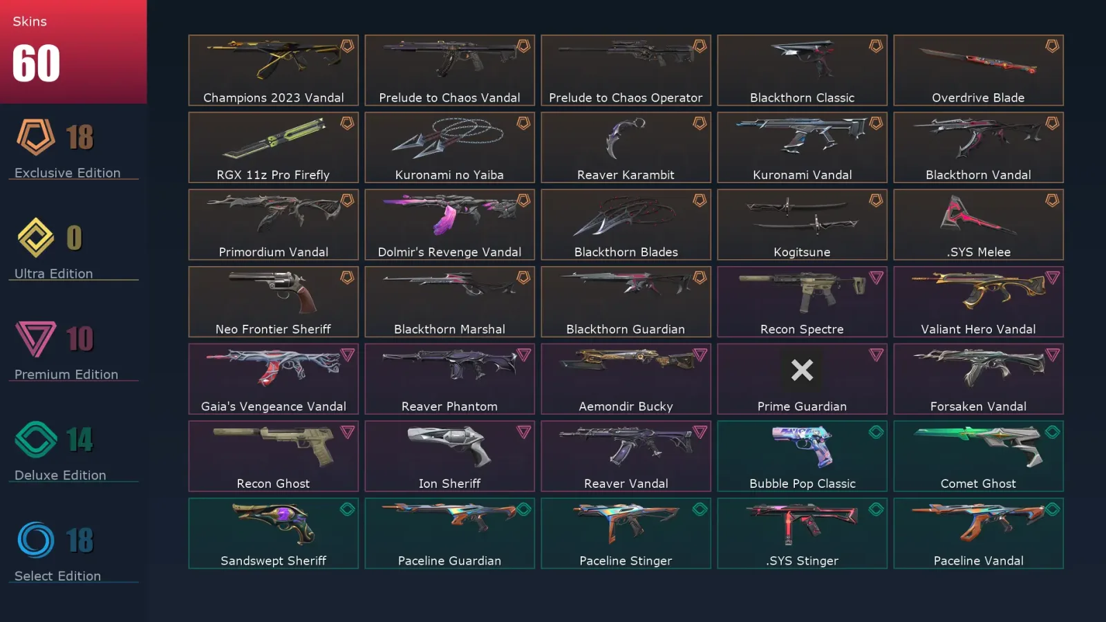 [Valorant] | EU | Level 332 | 29 Agents | 60 Skins — Valorant account