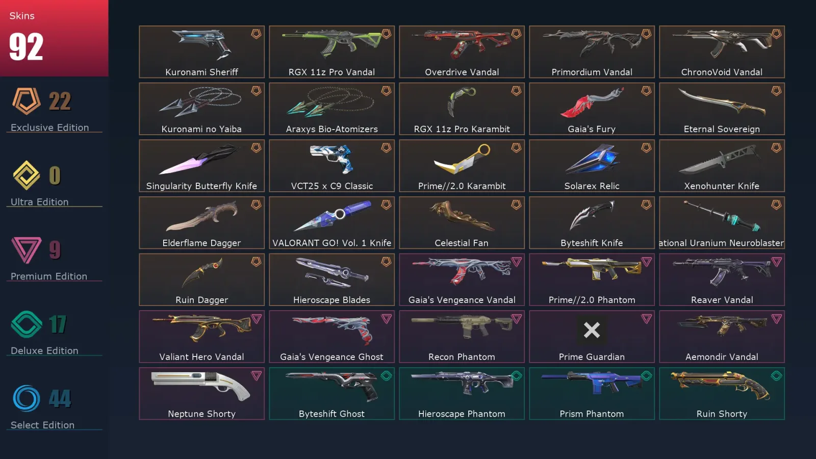 [Valorant] | EU | Level 382 | 27 Agents | 92 Skins — Valorant account