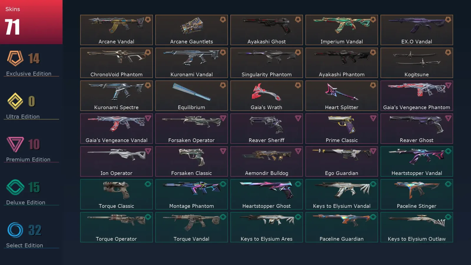 [Valorant] | EU | Level 62 | 22 Agents | 71 Skins — Valorant account