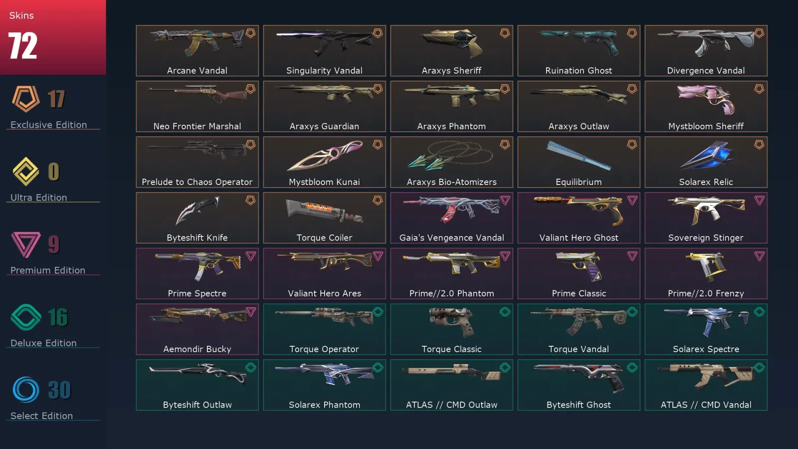 [Valorant] | EU | Level 132 | Diamond 1 | 29 Agents | 72 Skins — Valorant account
