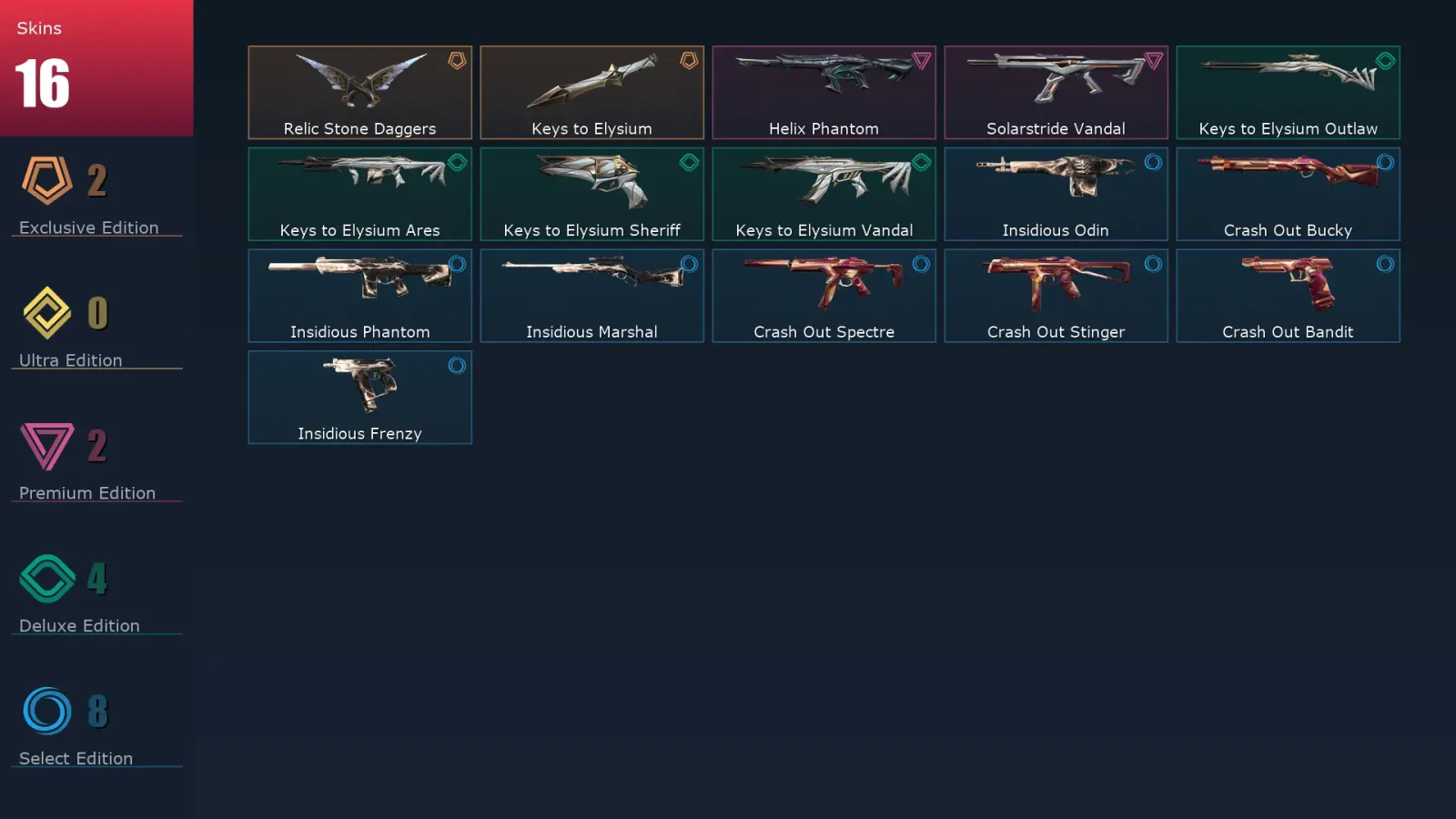 [Valorant] | EU | Level 34 | Ascendant 2 | 11 Agents | 16 Skins